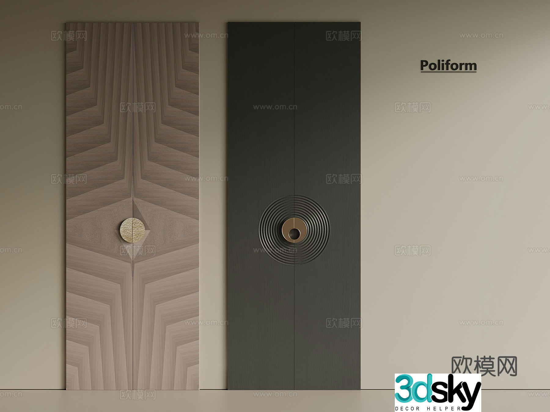 Light luxury Italian cabinet door door panel wardrobe door wine cabinet door shoe cabinet door 3d model