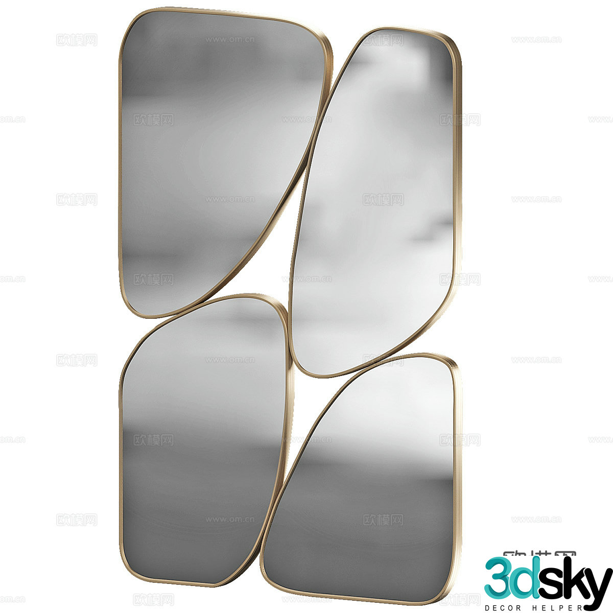 Modern light luxury minimalist decorative mirror 3D model
