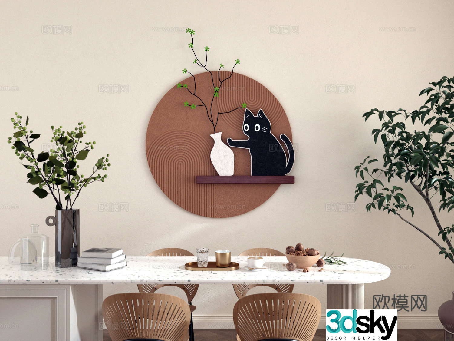 Modern medieval style three-dimensional fun decorative painting 3D model