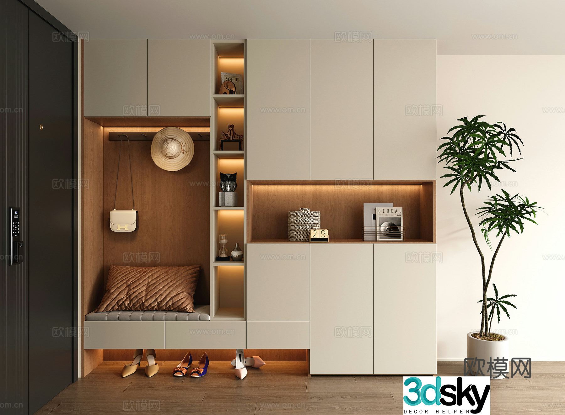 Modern cream style shoe cabinet entrance shoe cabinet decorative shoe cabinet 3D model