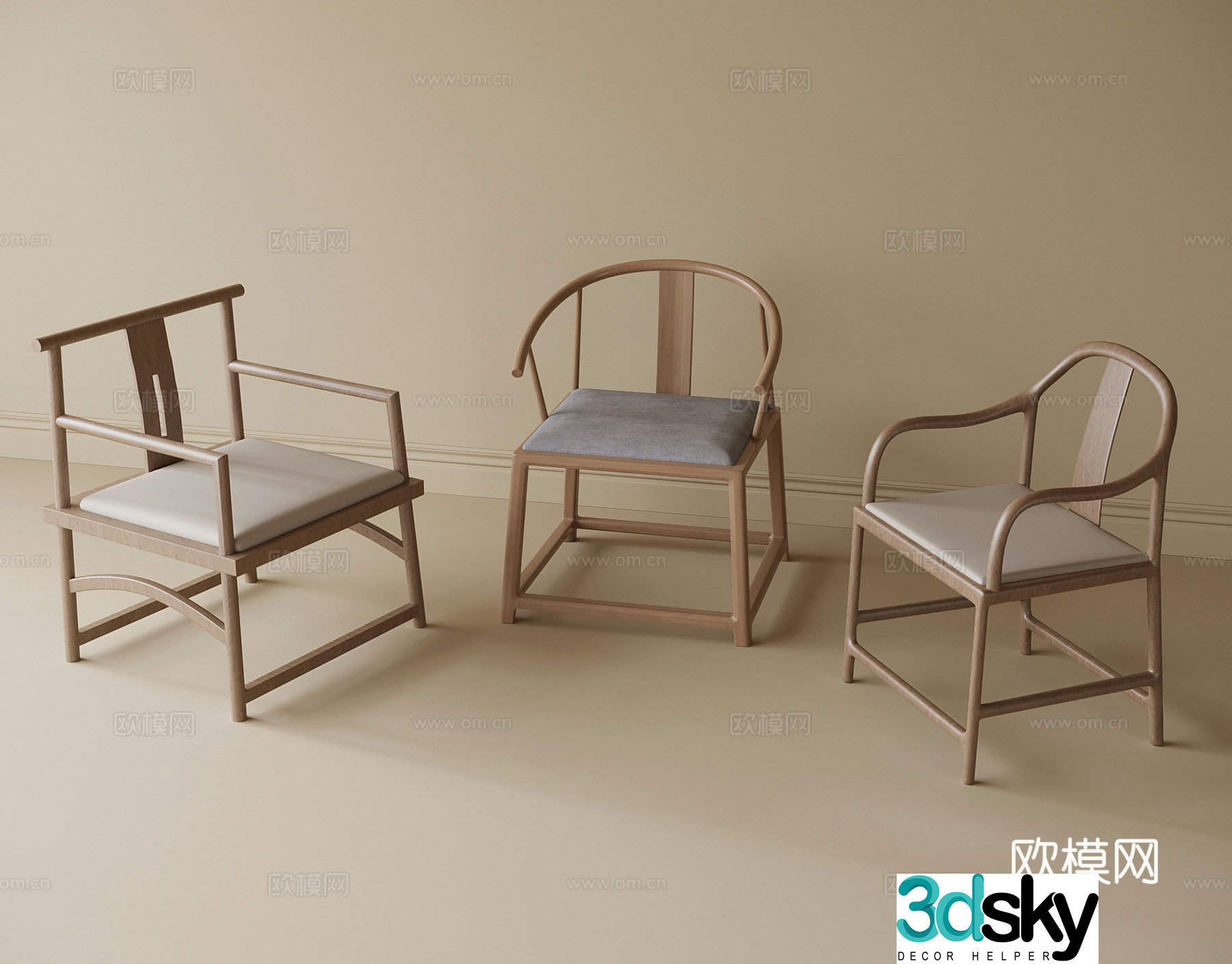 Modern tea chair leisure chair dining chair tea chair book chair 3d model