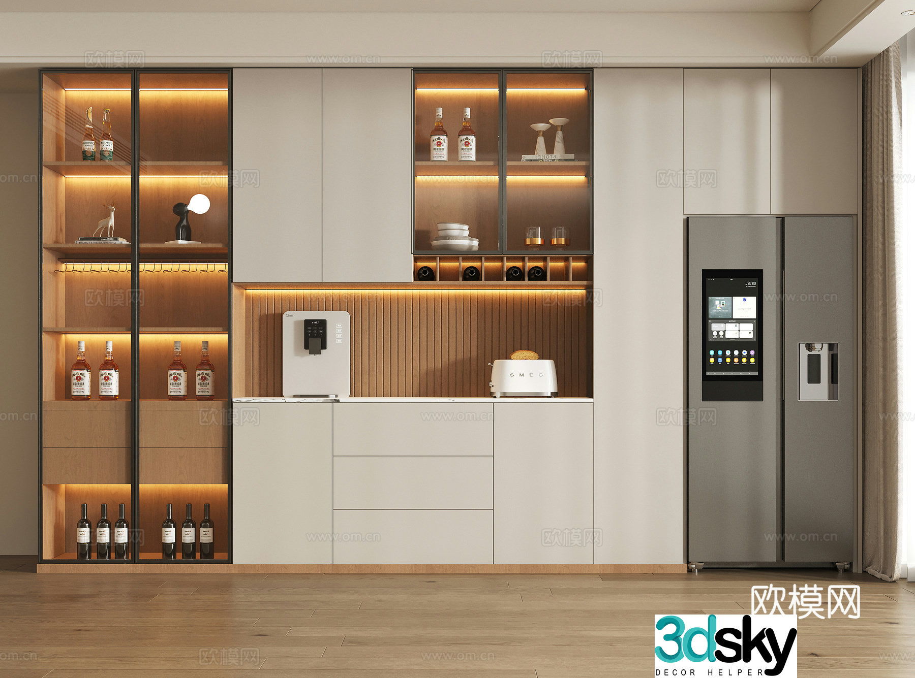 Modern sideboard wine cabinet sideboard sideboard ornaments wine cabinet refrigerator cabinet wine cabinet 3D model