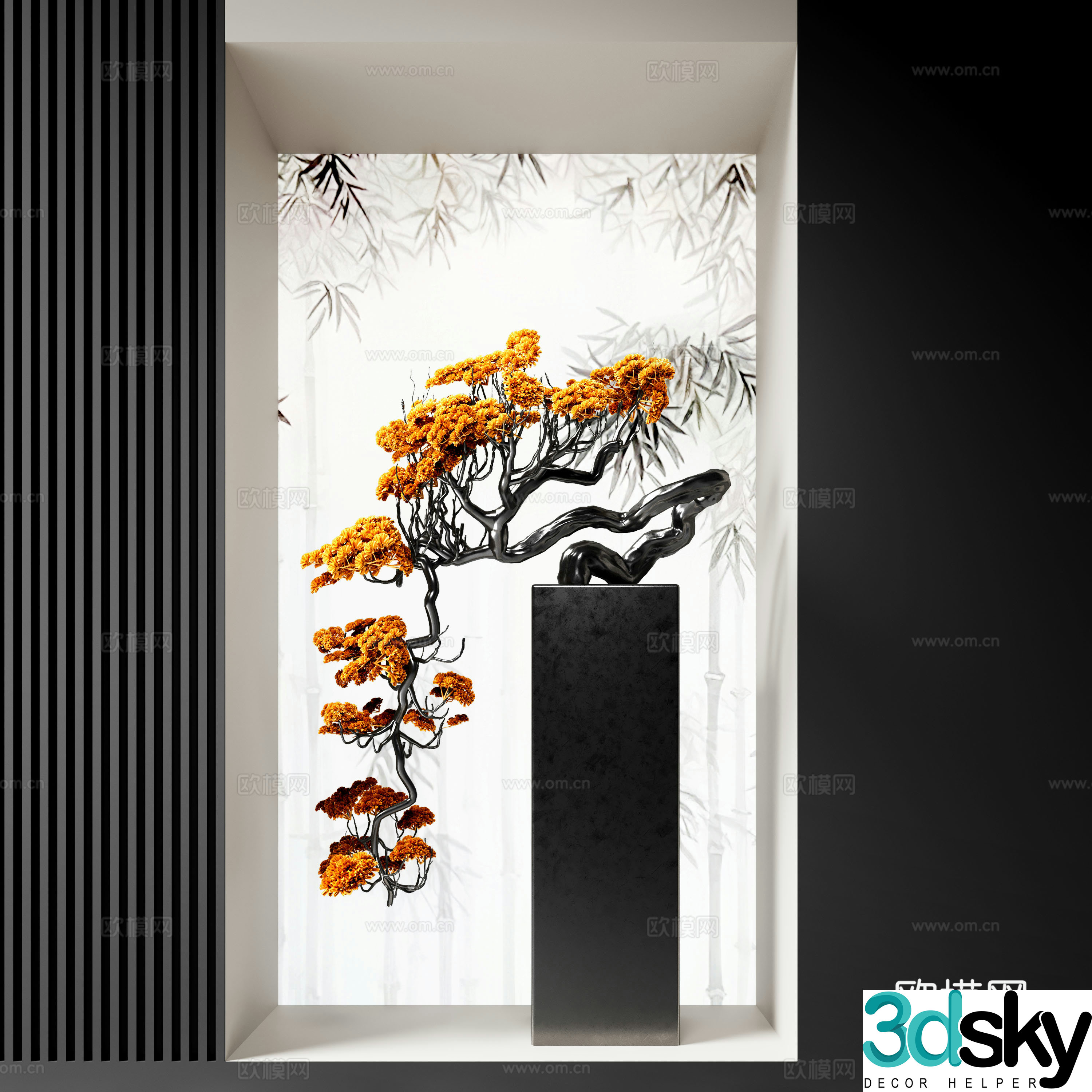 New Chinese-style sculpture installation handicraft floor ornaments metal sculpture 3D model