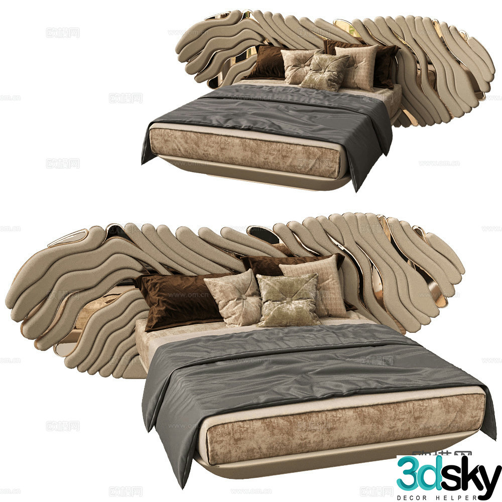 ALMA de LUCE Double Bed 3D Model