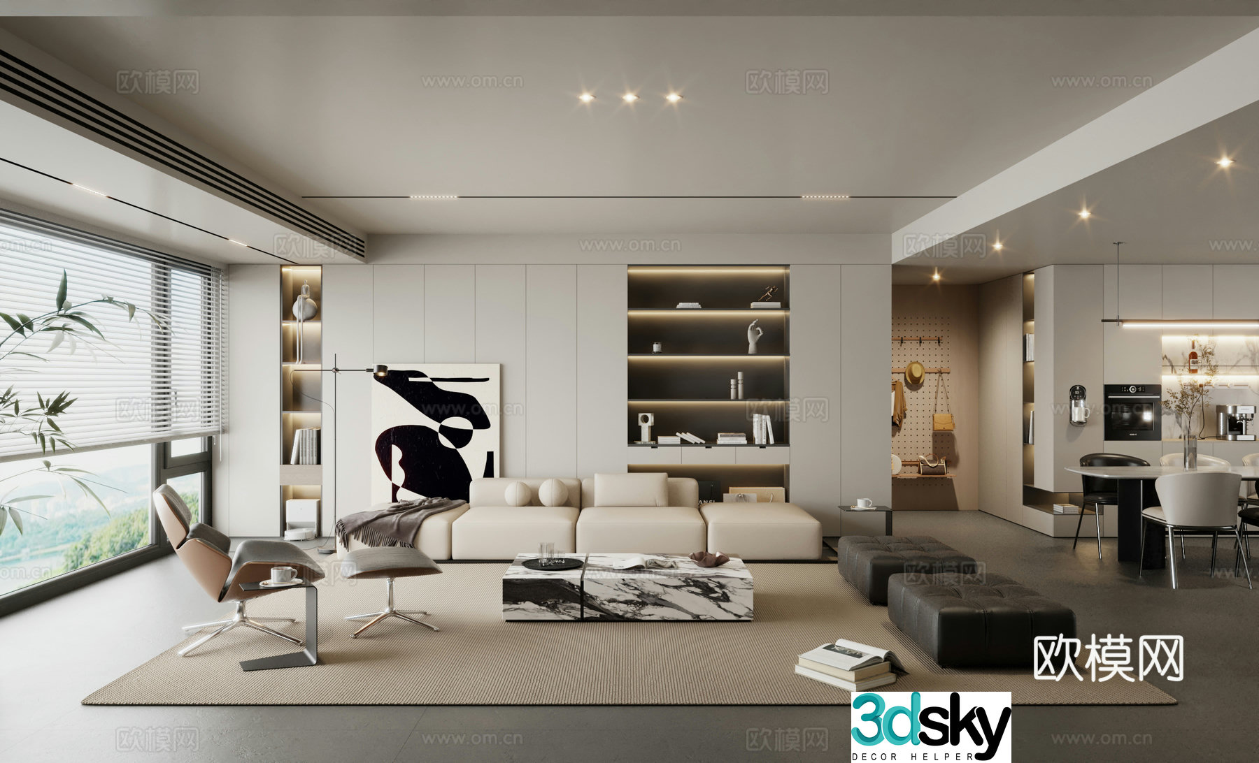 Modern living room Wasabi style living room Minimalist living room Modern sofa coffee table combination 3D model