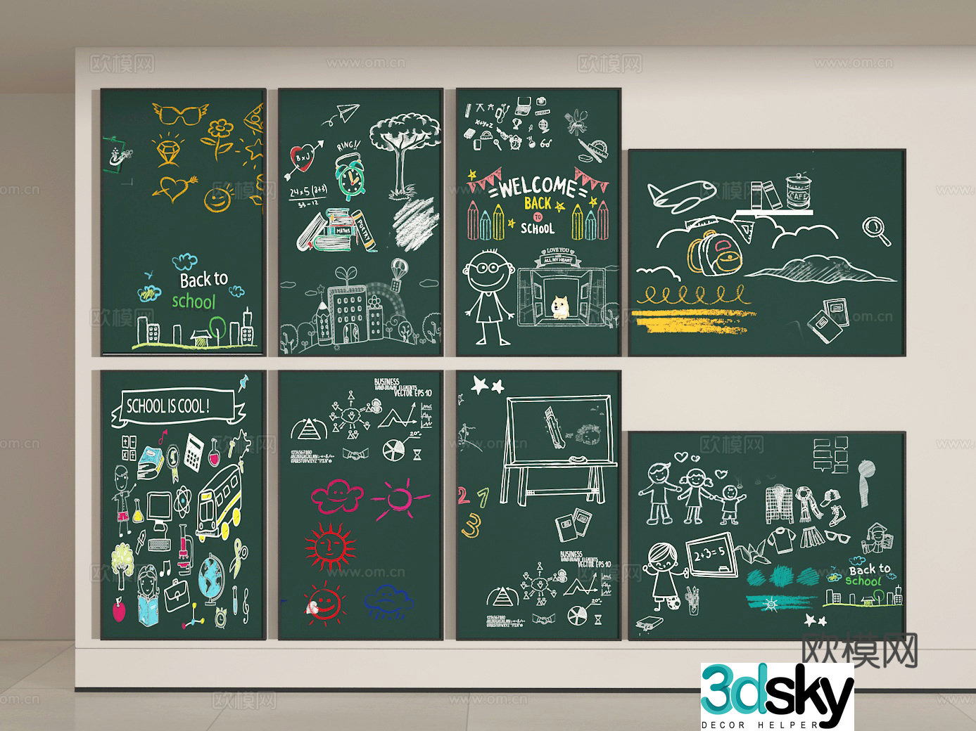 Blackboard drawing 3d model