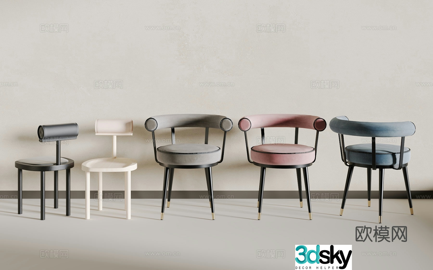 Light luxury dining chair 3D model