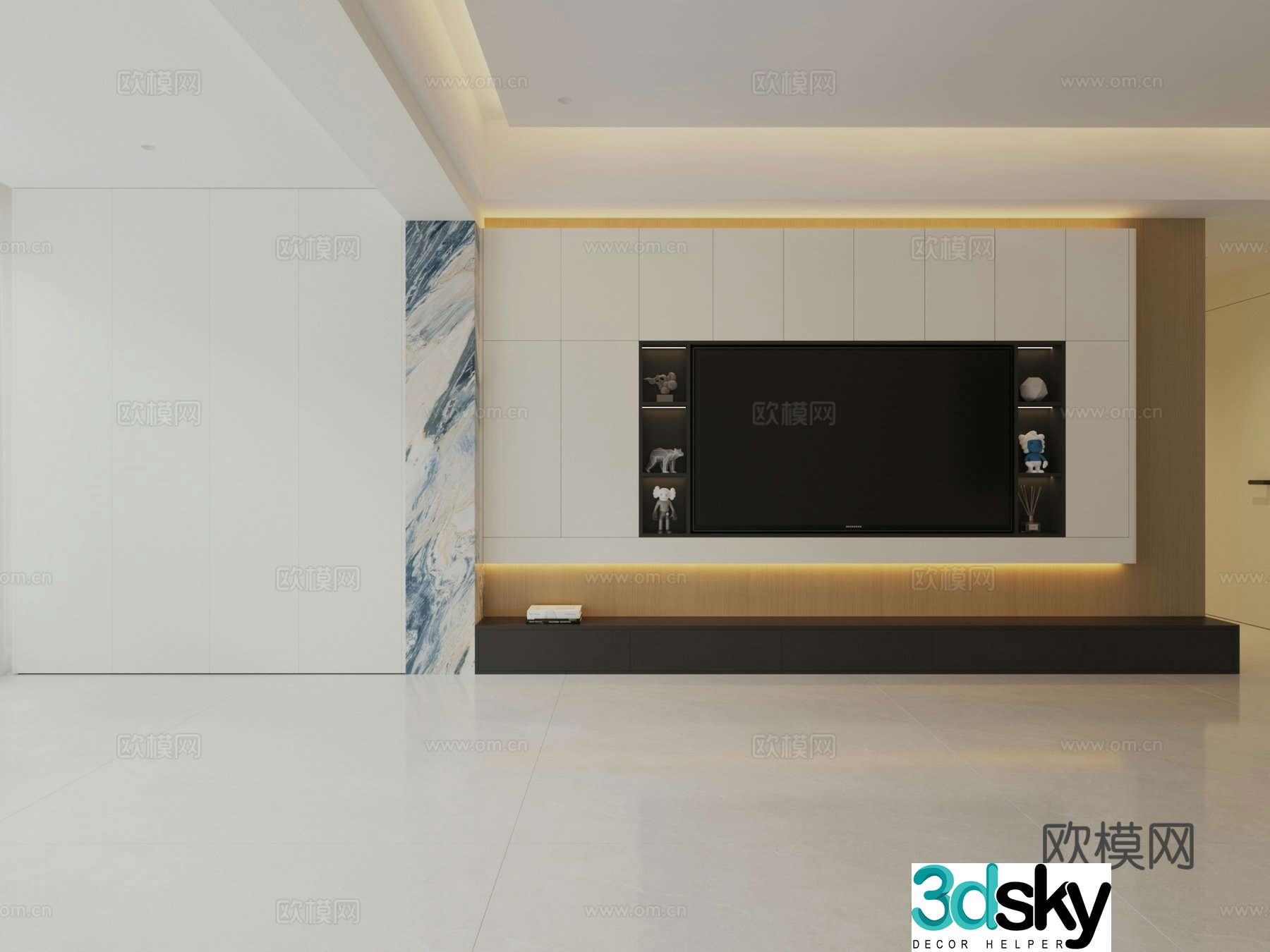 TV cabinet background wall 3d model