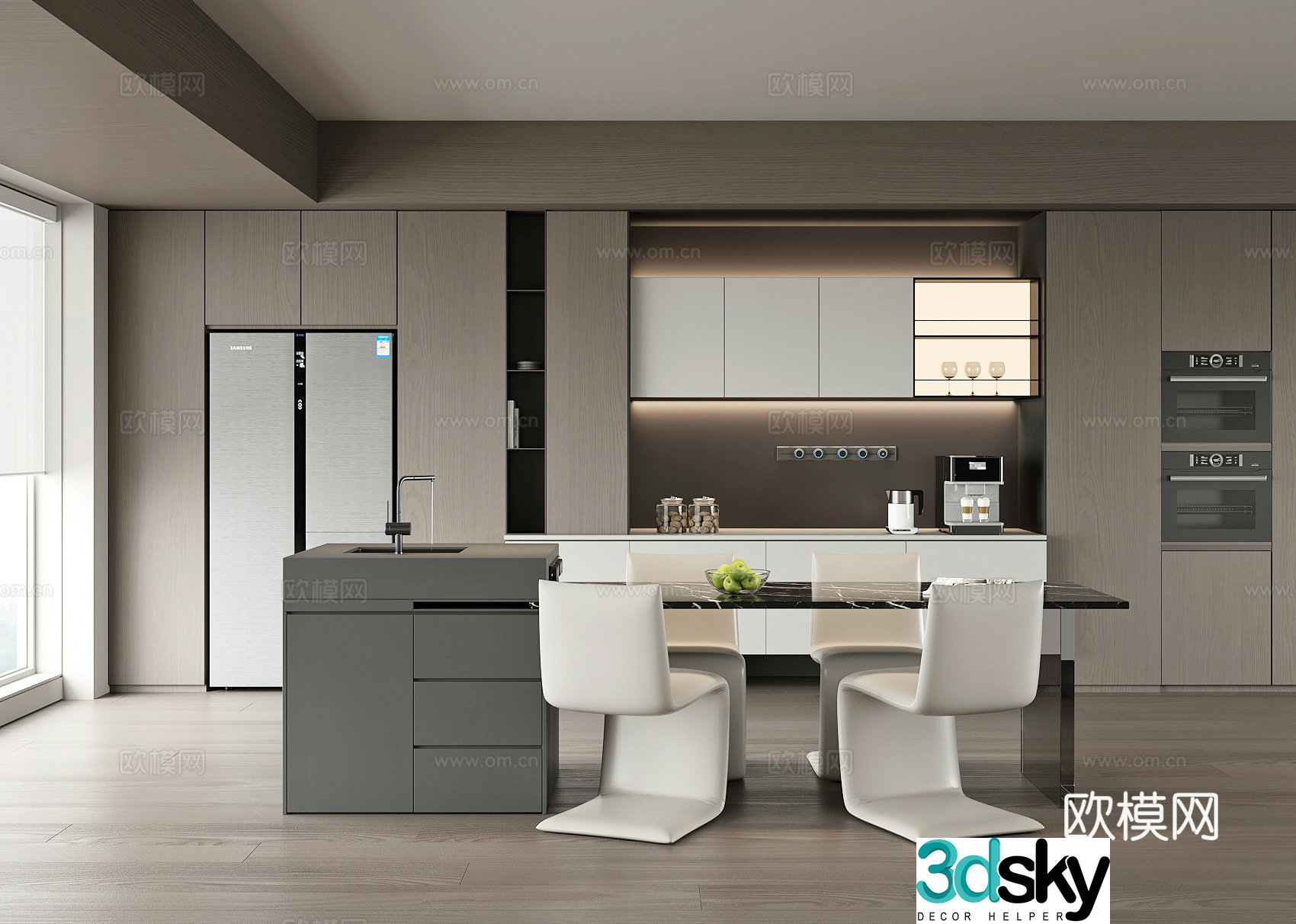 Modern island restaurant 3d model