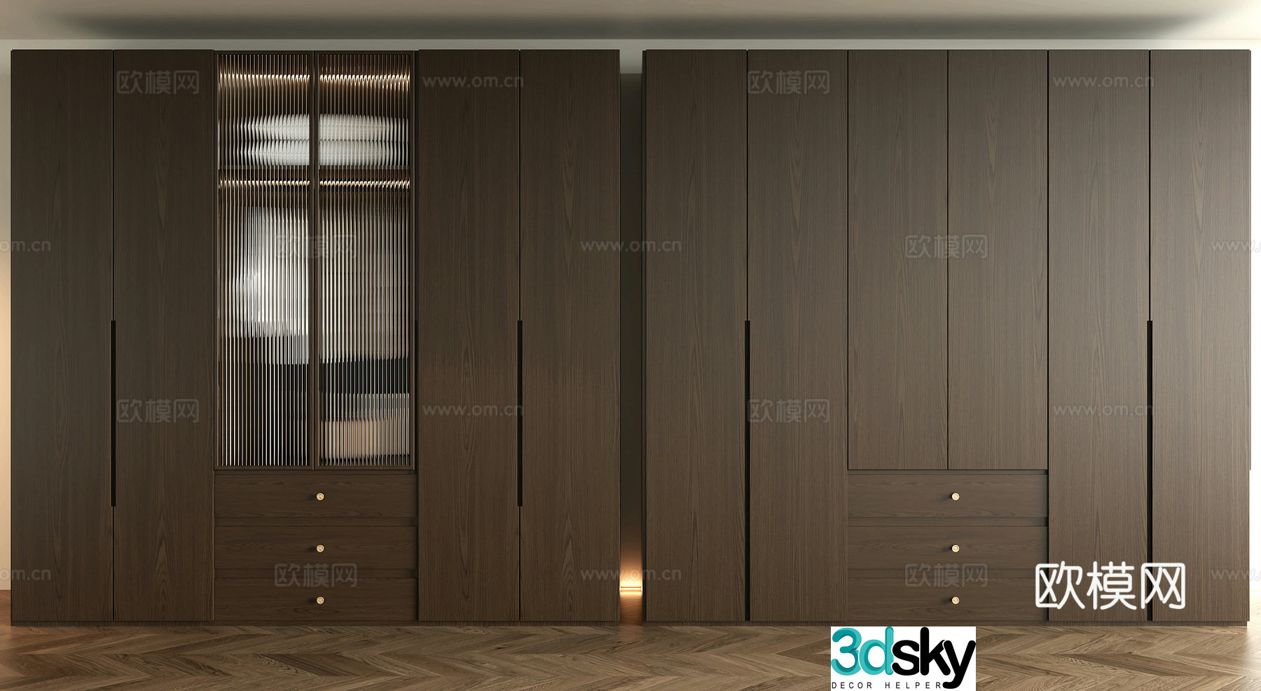 New Chinese style wardrobe 3D model