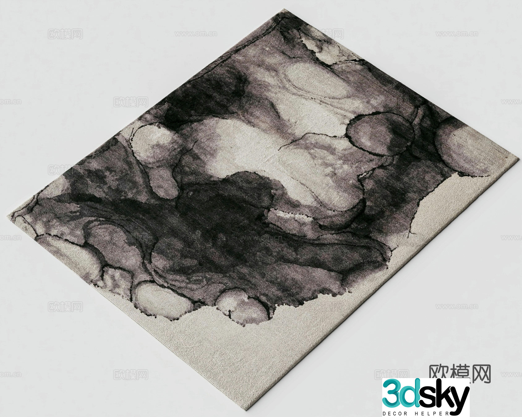 New Chinese carpet Rectangular carpet Printed carpet Tie-dye carpet Fabric carpet 3D model
