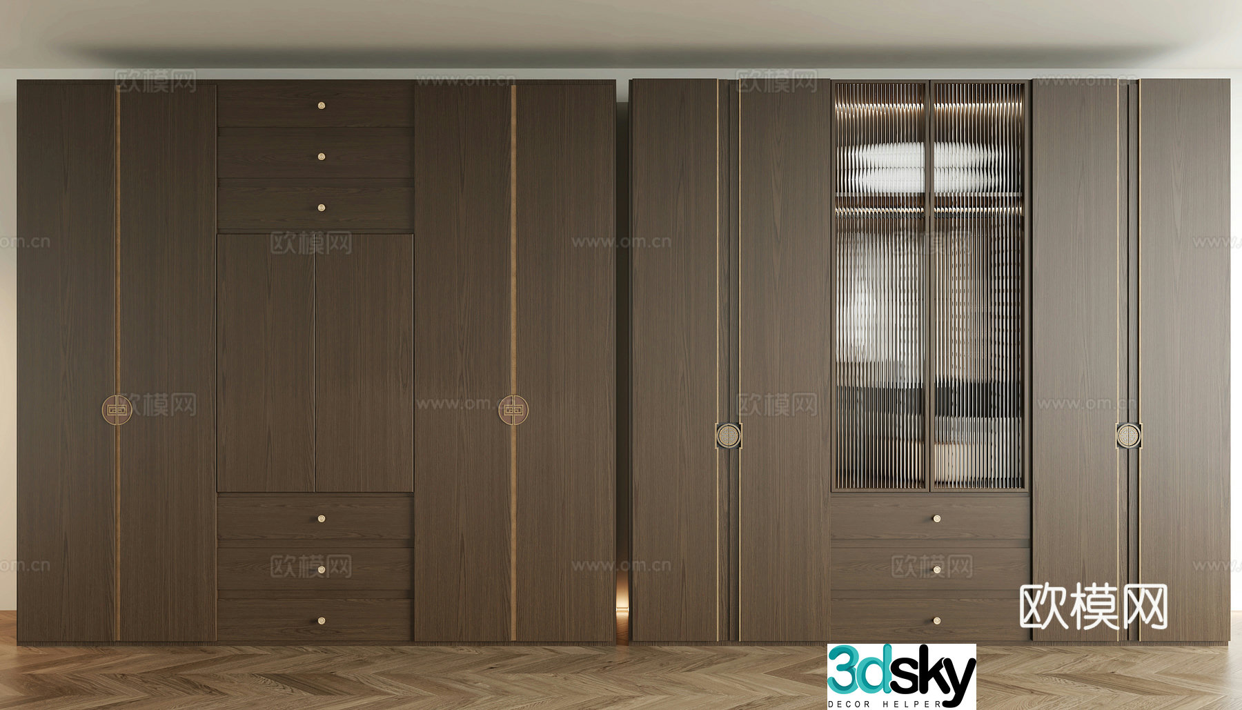 New Chinese style wardrobe 3D model