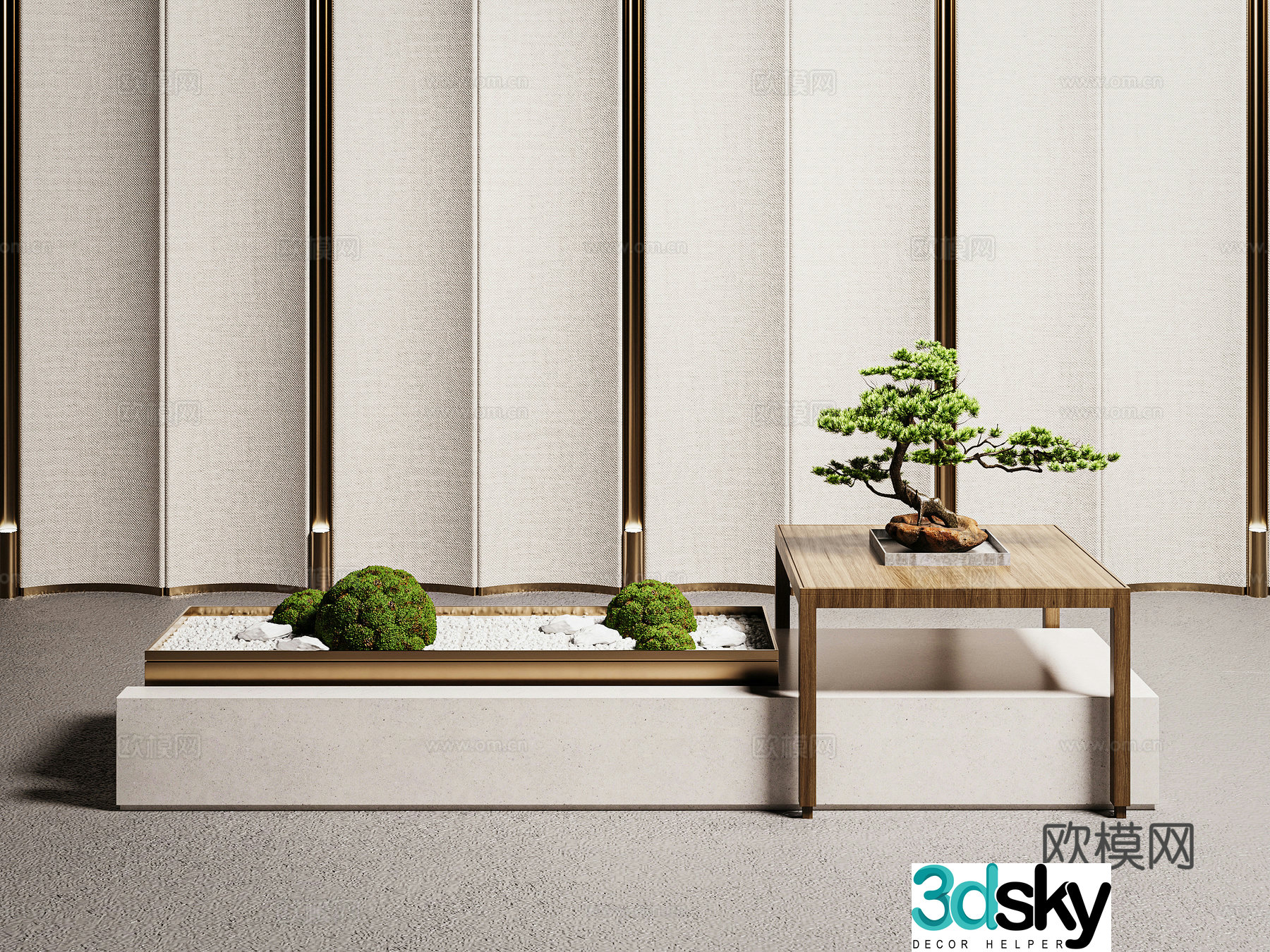 New Chinese style interior landscape interior landscape landscape landscape sketch 3d model