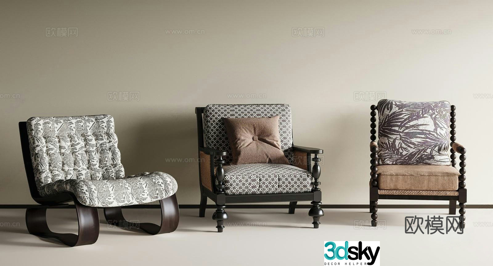 French classic leisure chair 3d model