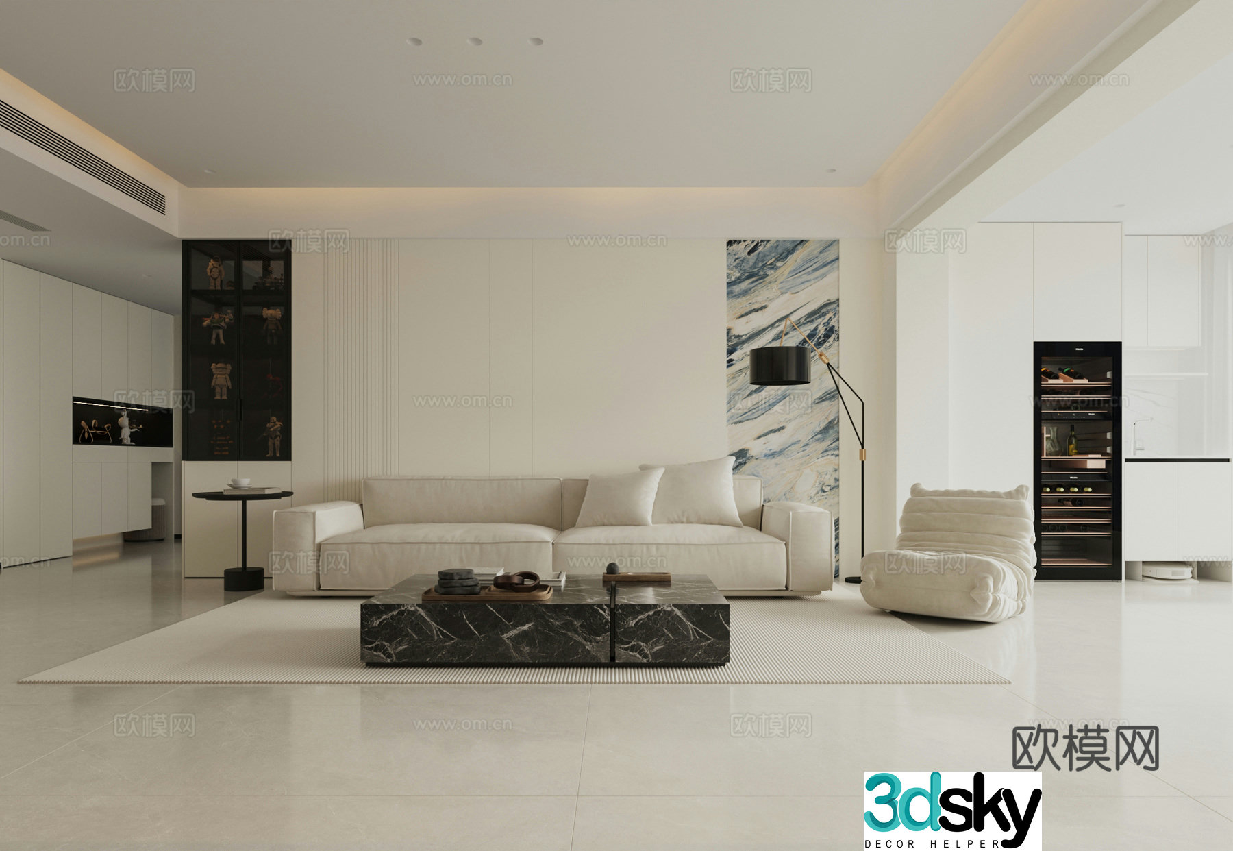 Living room space 3d model