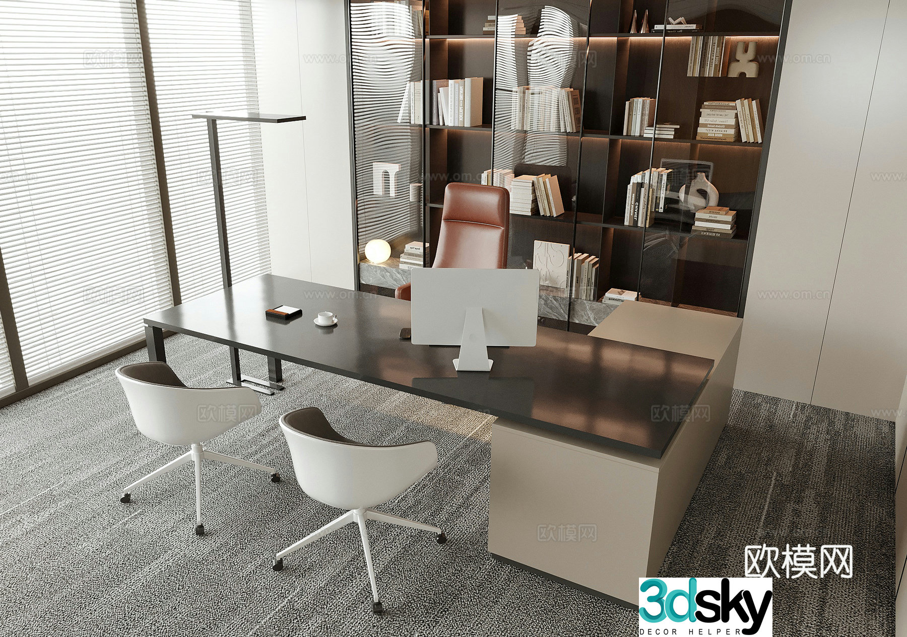 Modern boss office desk chair chair desk chair office chair 3d model