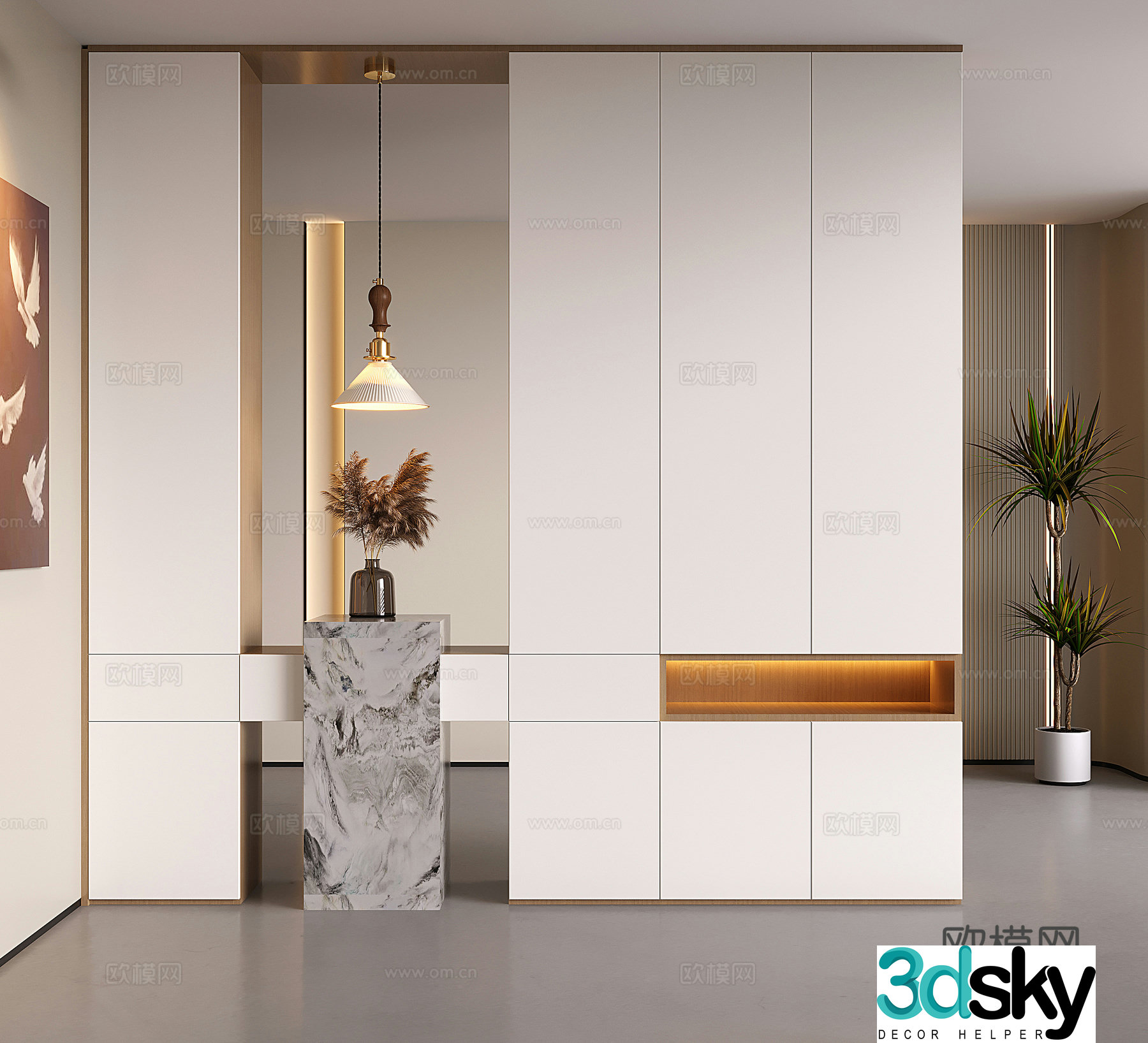 Modern porch shoe cabinet partition shoe cabinet decorative shoe cabinet functional porch entrance porch 3D model