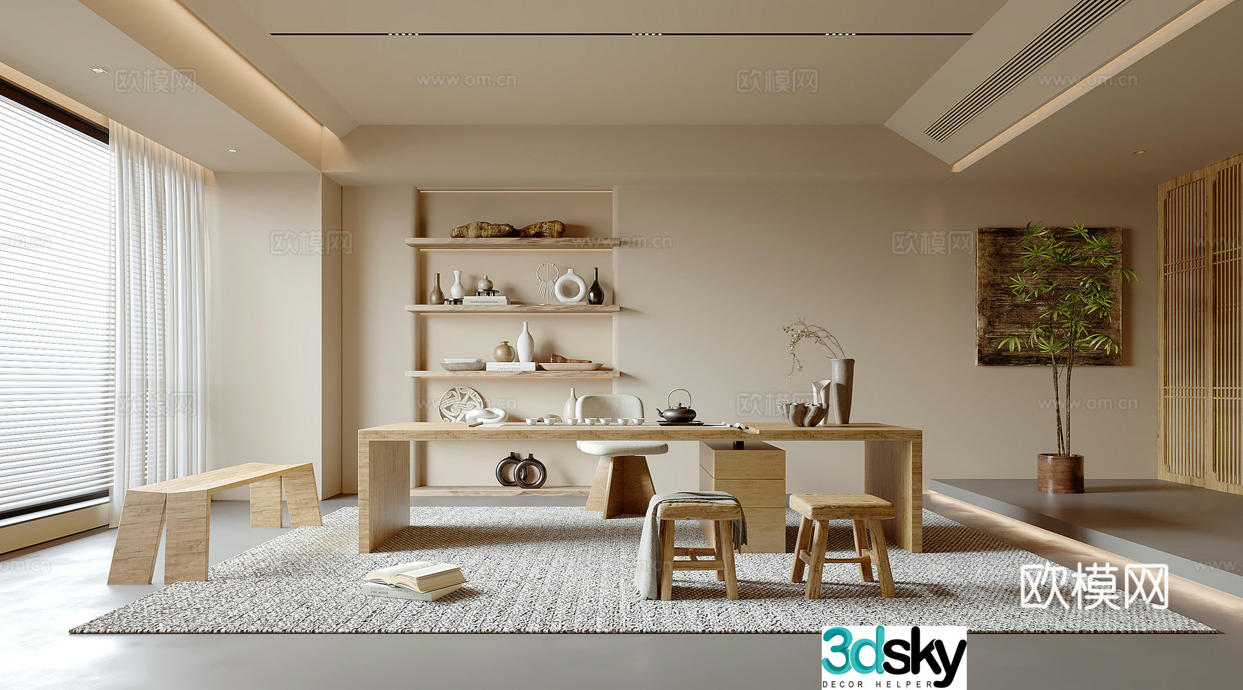 Log Wind Tea Room 3D Model