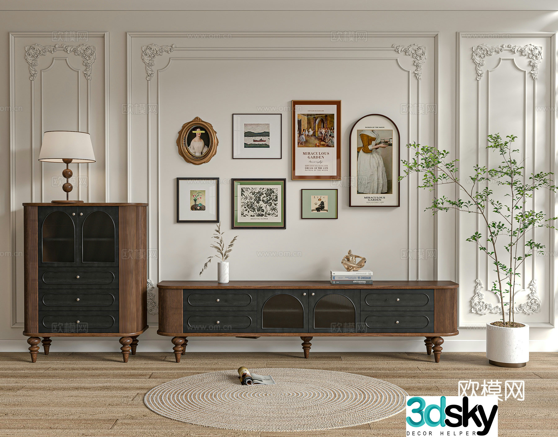 Middle-aged TV cabinet chest of drawers 3d model