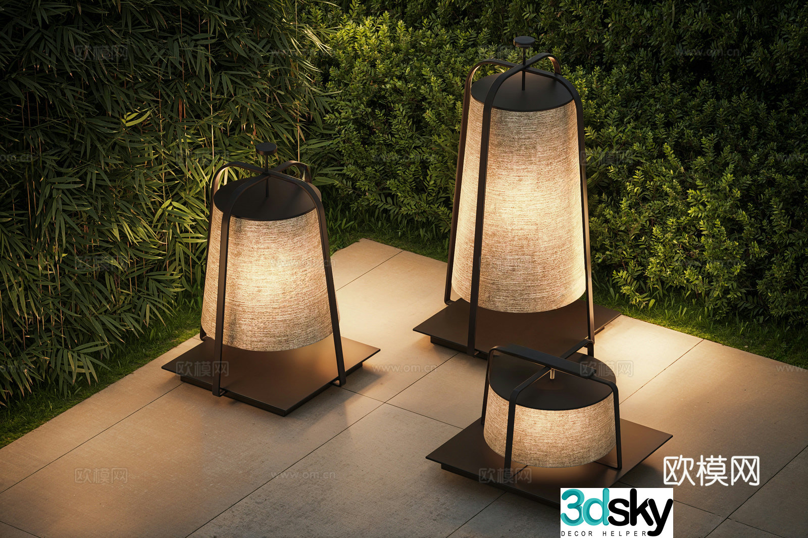 Modern courtyard lights Landscape lights Lamps Outdoor light combination lamp Lawn light Camping light 3d model