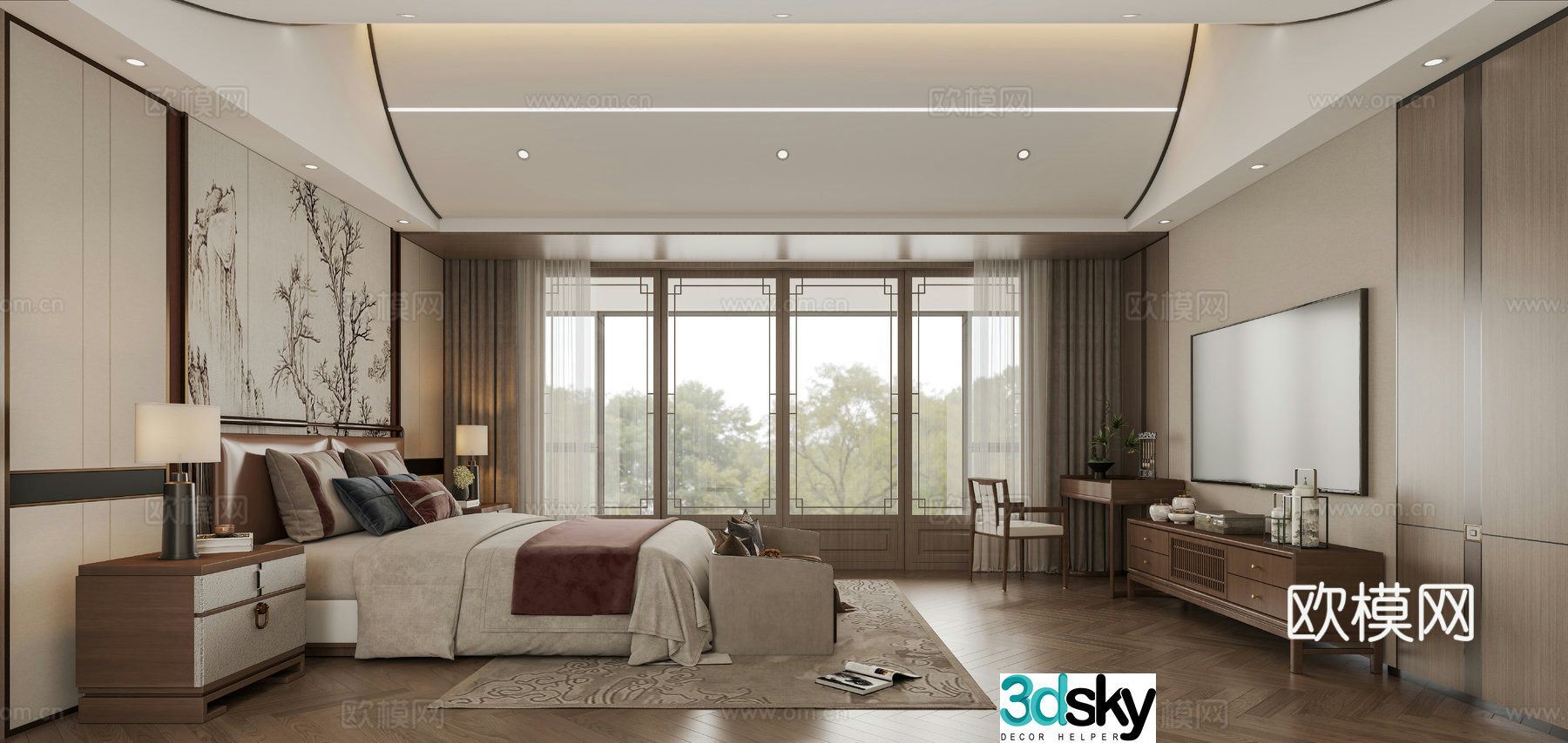 New Chinese bedroom 3D model