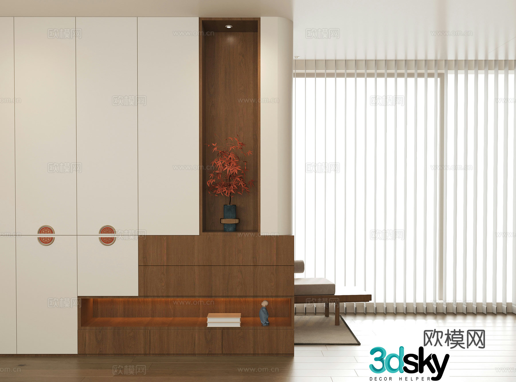 New Chinese style shoe cabinet partition cabinet decorative cabinet storage cabinet 3d model
