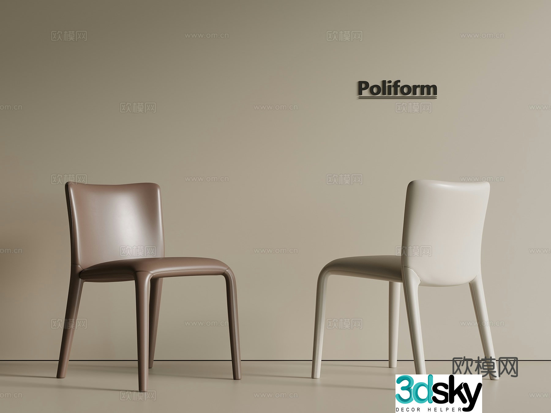 Light luxury modern chair leather chair book chair single chair 3d model