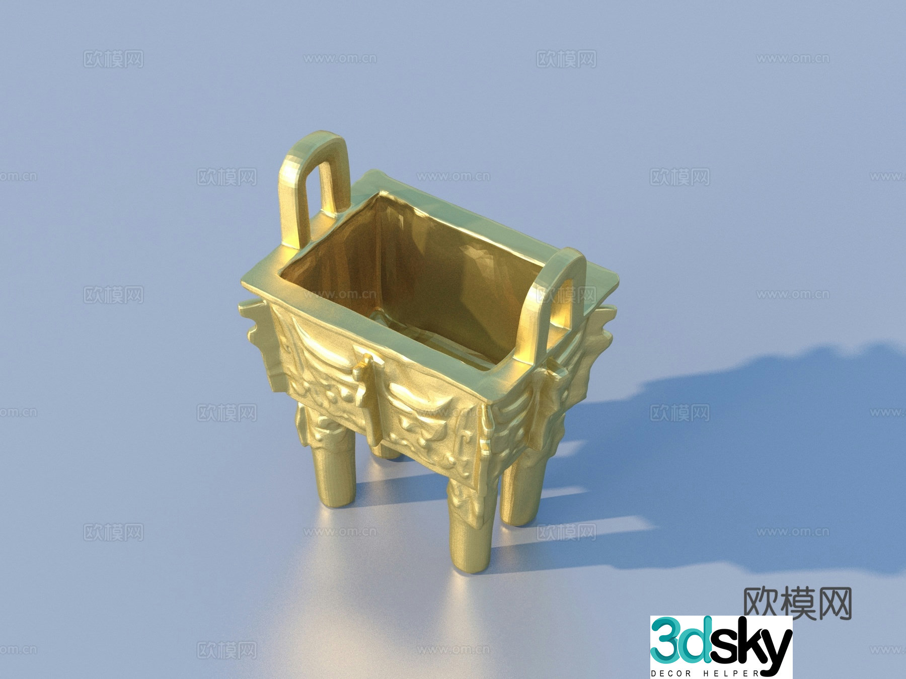 tripod golden tripod antique cultural relics artwork 3d model