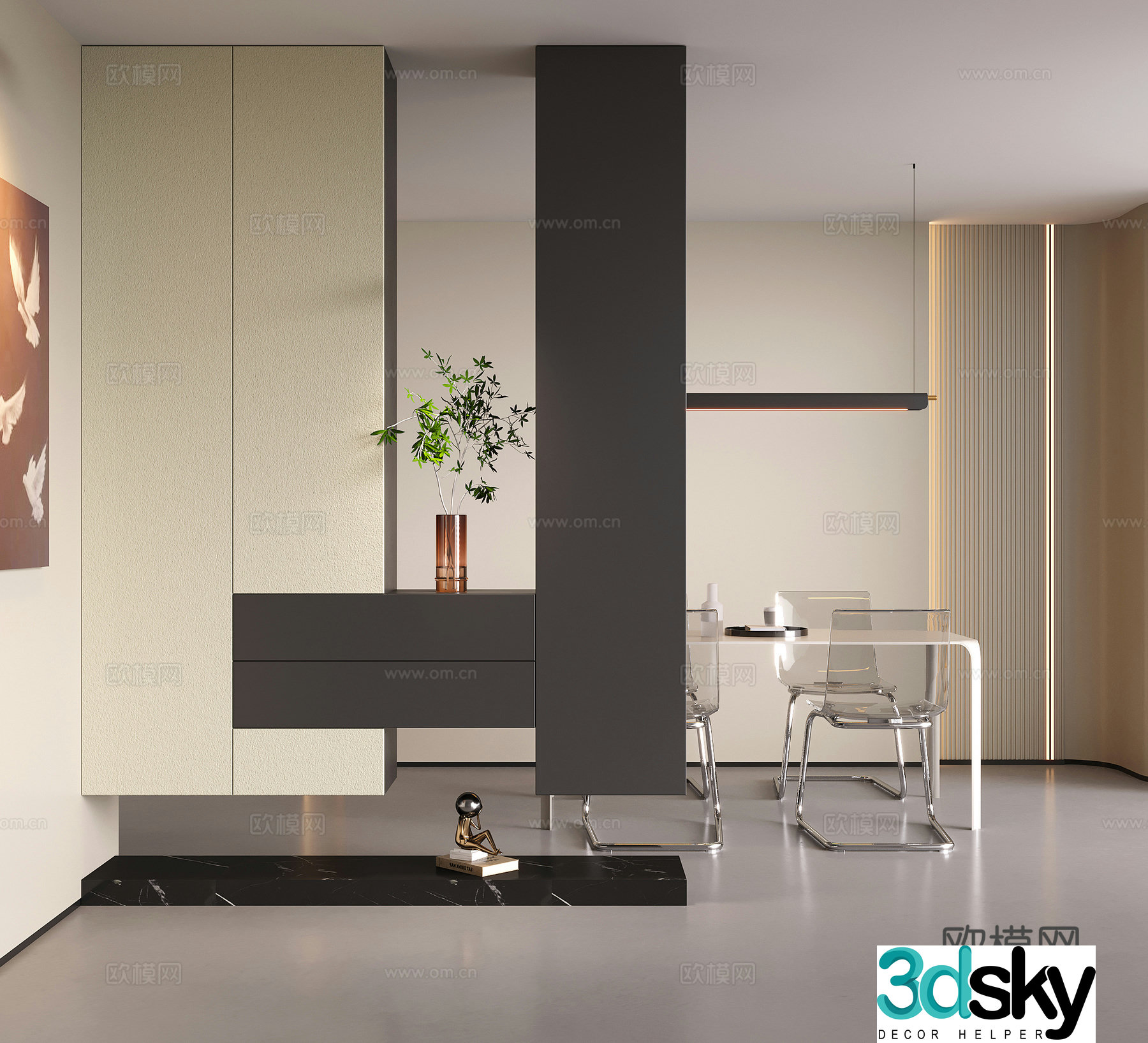 Modern porch shoe cabinet partition shoe cabinet decorative shoe cabinet functional porch entrance porch 3D model