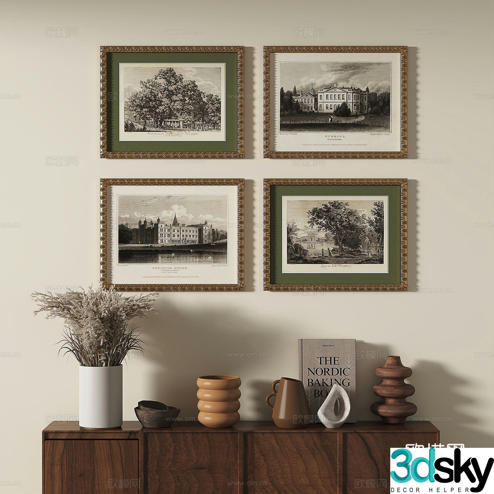 European French classical retro light luxury decorative painting 3d model