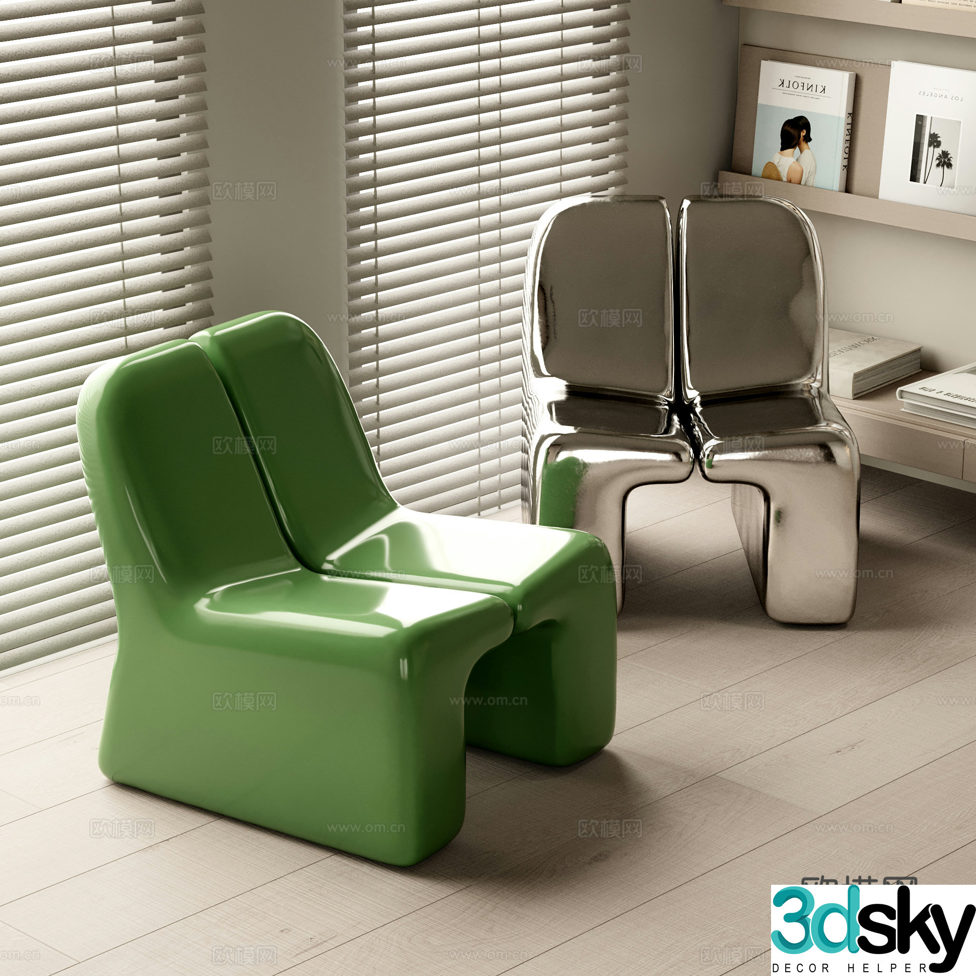 Medium style leisure chair sofa chair acrylic chair stainless steel chair children’s single chair single sofa 3D model