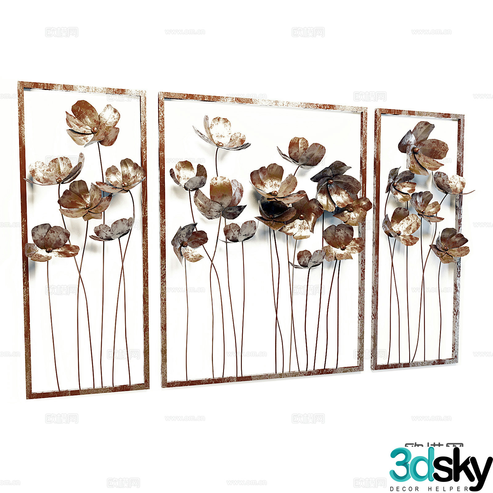New Chinese style light luxury metal blade decorative component 3D model