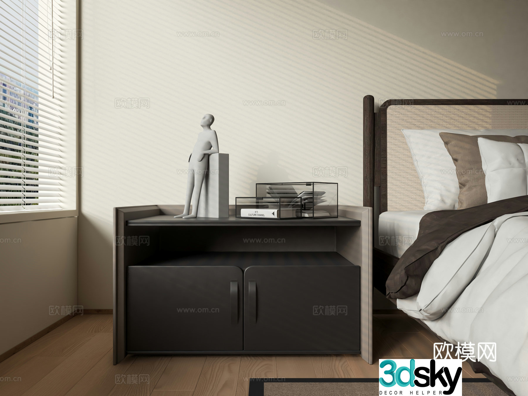 Modern style bedside table 3d model