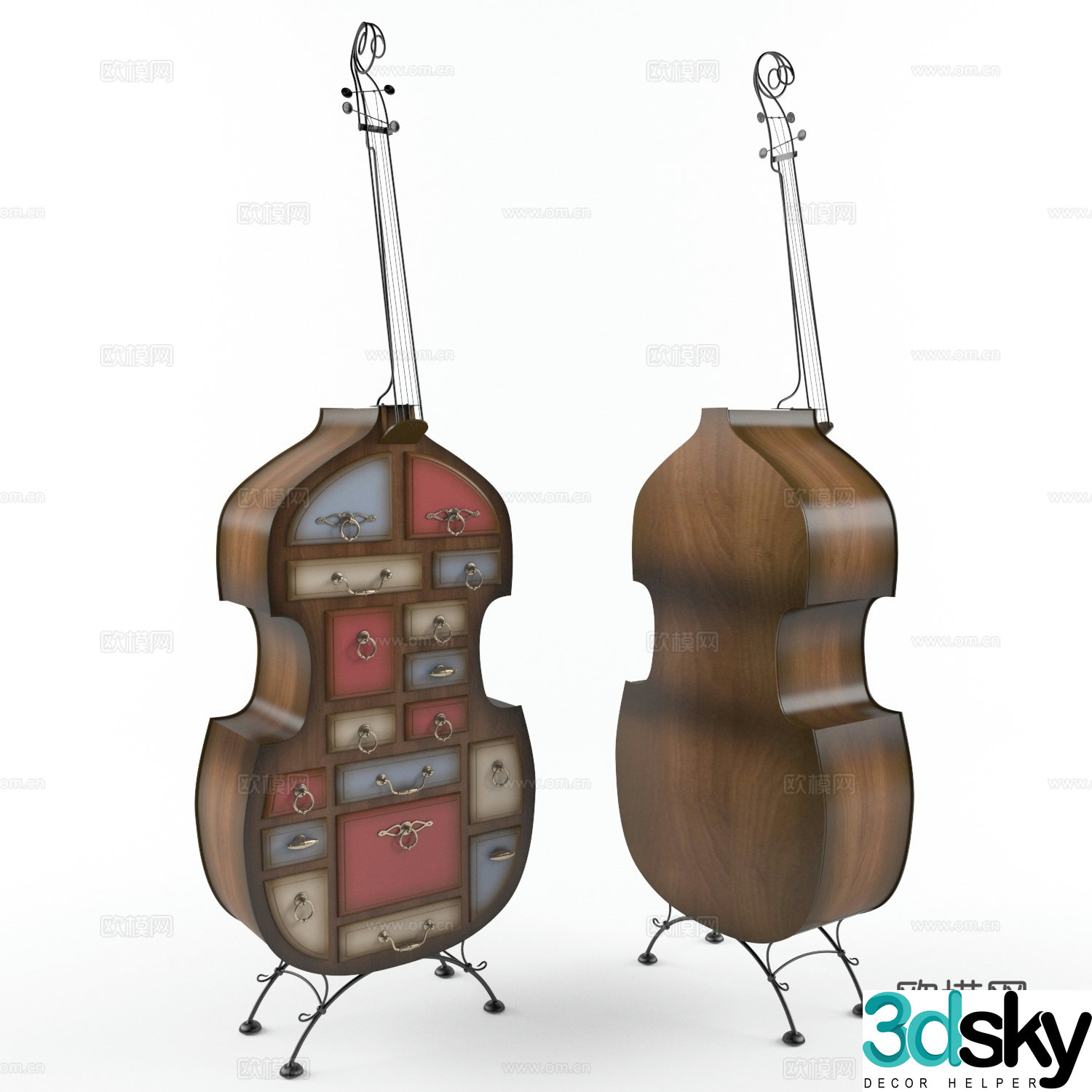 Modern Italian cello decorative cabinet chest of drawers 3d model