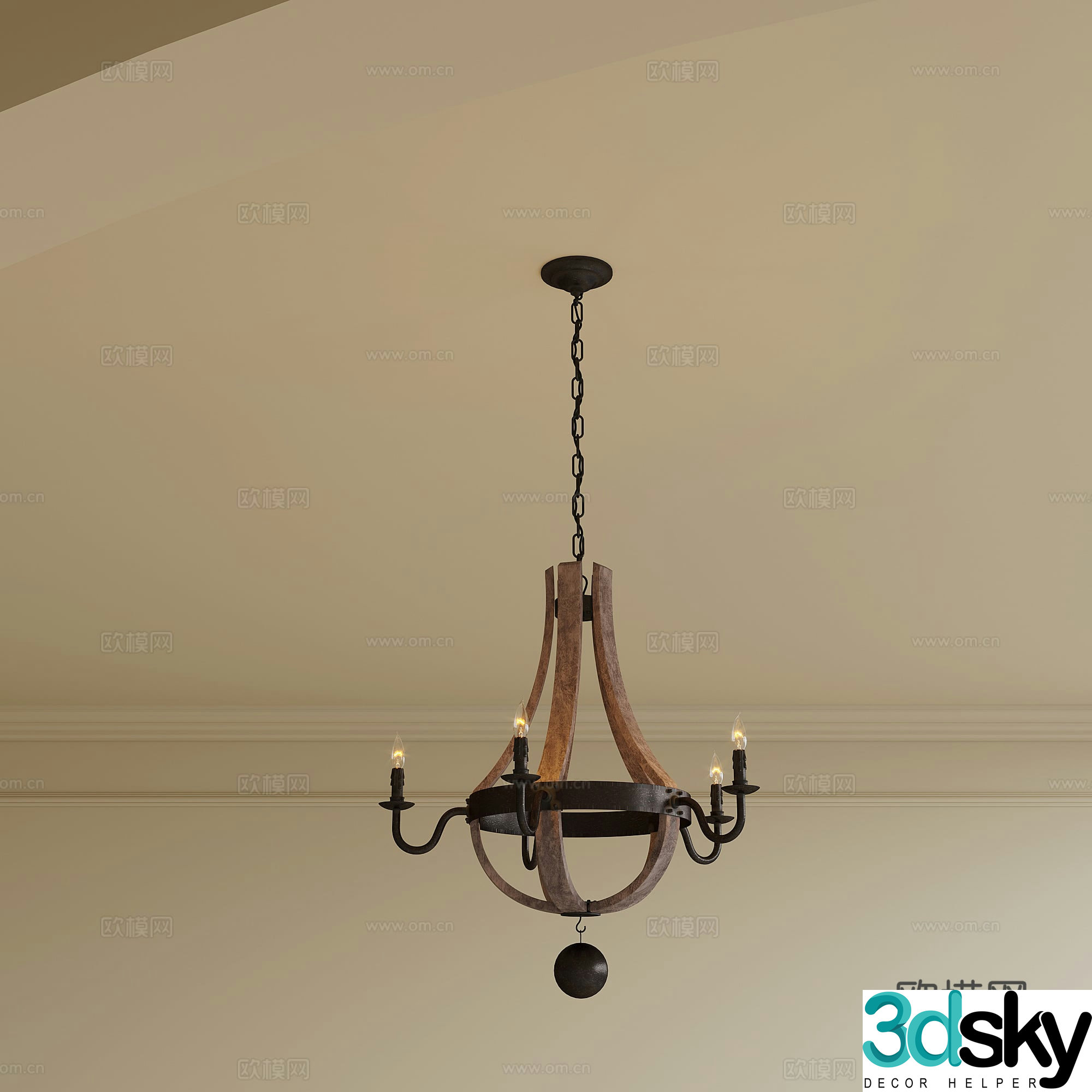 Chandelier French retro style chandelier Iron chandelier 3d model