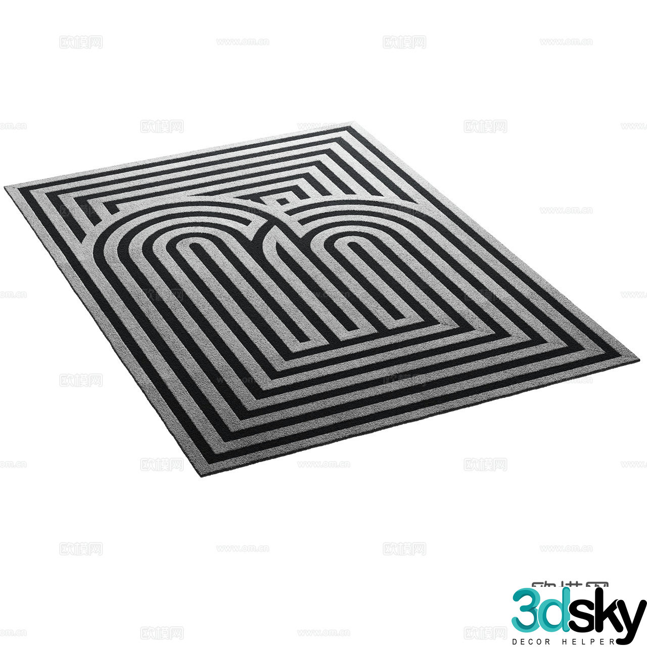 Feyyn Classic Black and White Carpet Striped Carpet Minimalist Carpet Abstract Carpet 3D Model
