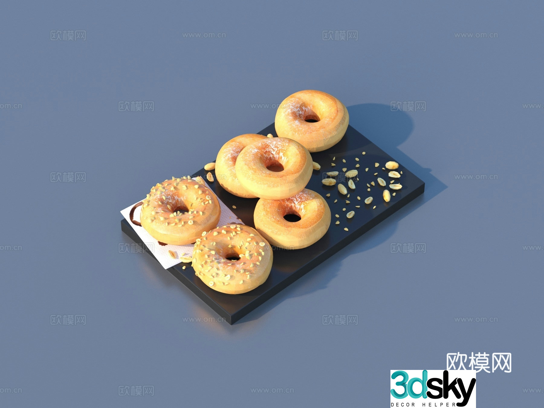 Bread Cookies Flat Pie Food 3D Model