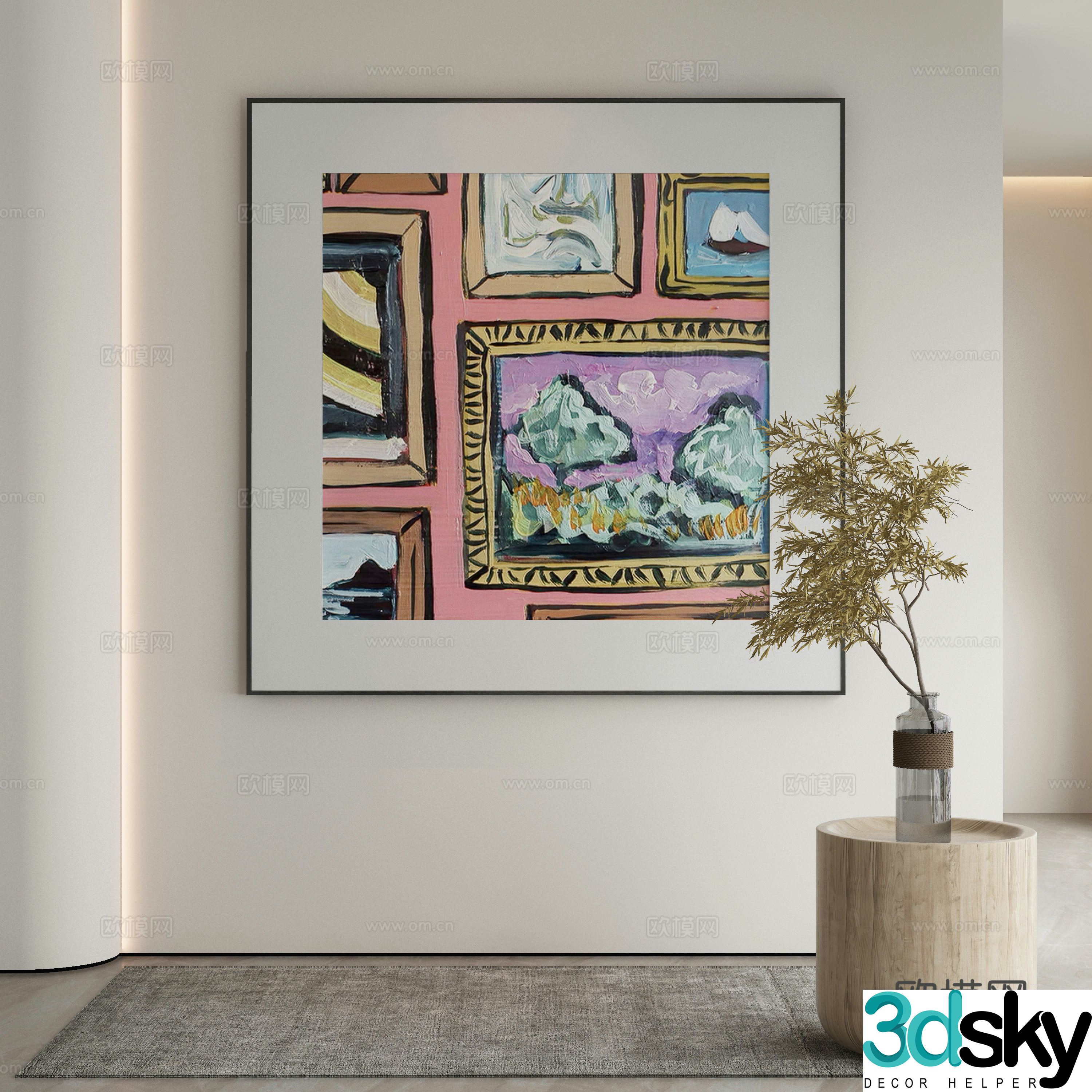 Modern Wasabi Hanging Painting Oil Painting 3D Model
