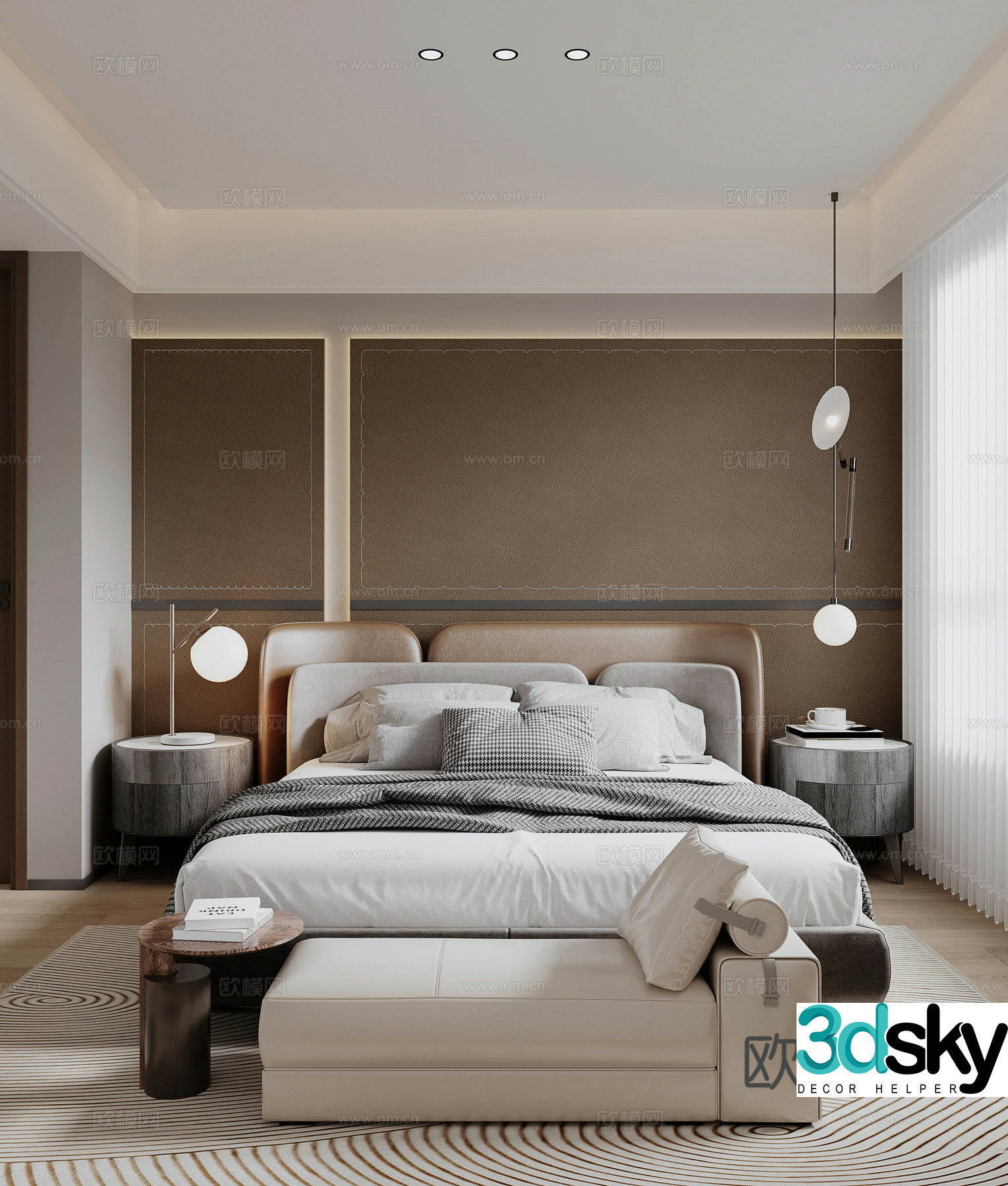 Modern light luxury bedroom 3d model