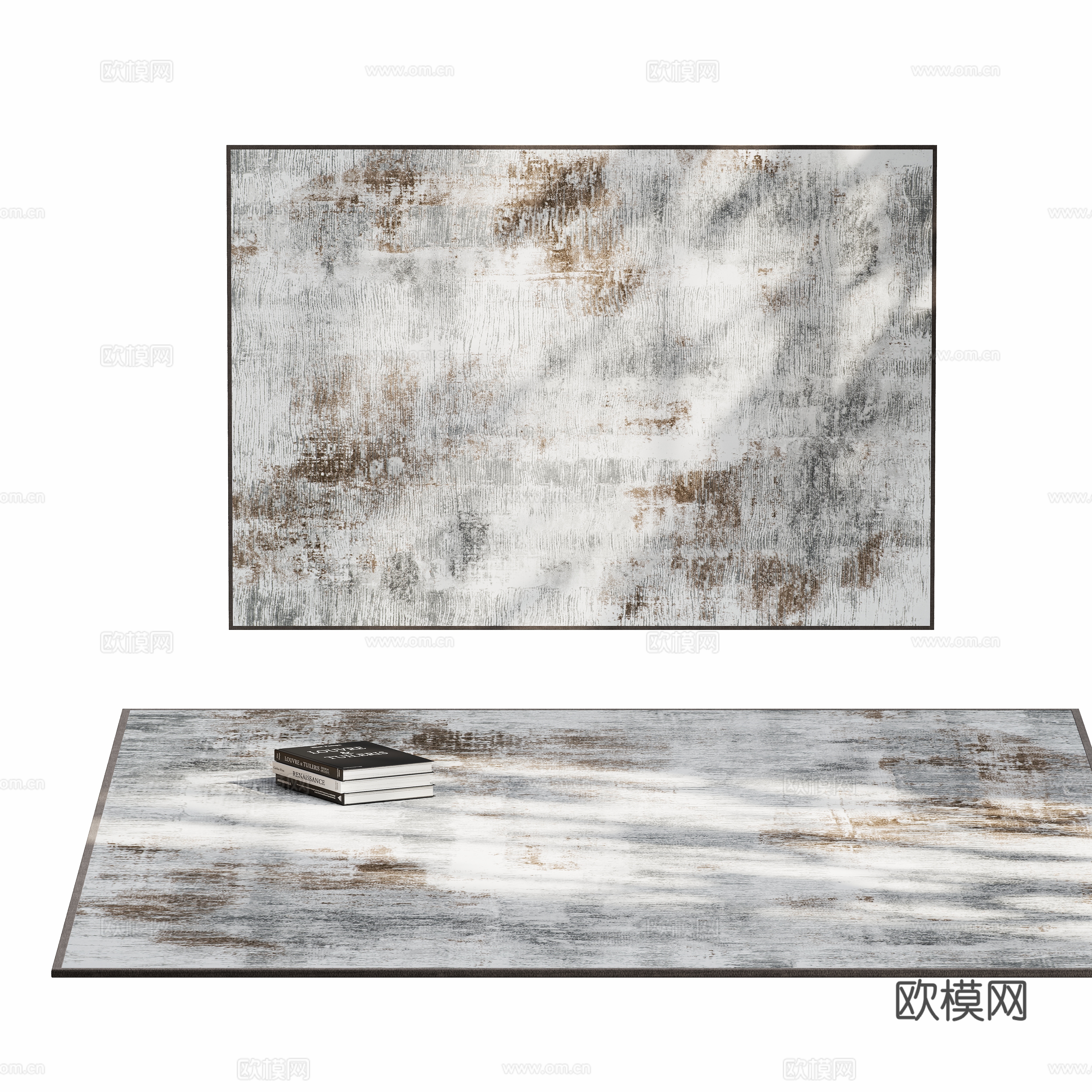 Modern living room art abstract carpet 3d model