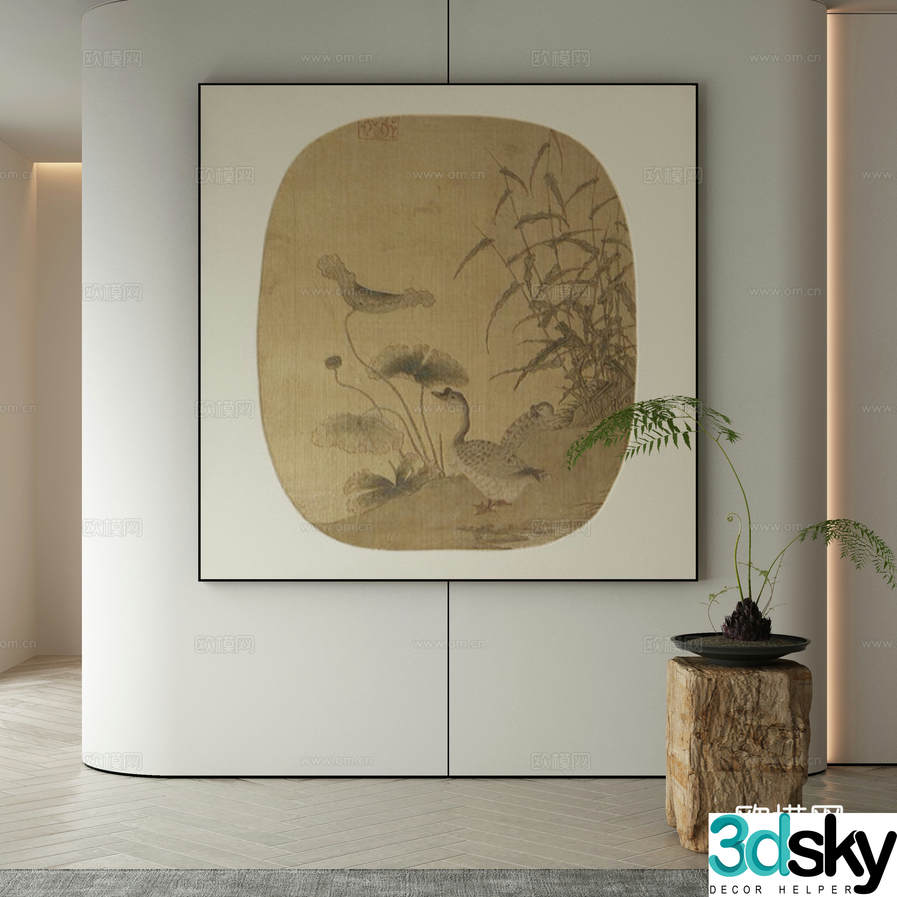New Chinese style wasabi paintings oil paintings 3D model