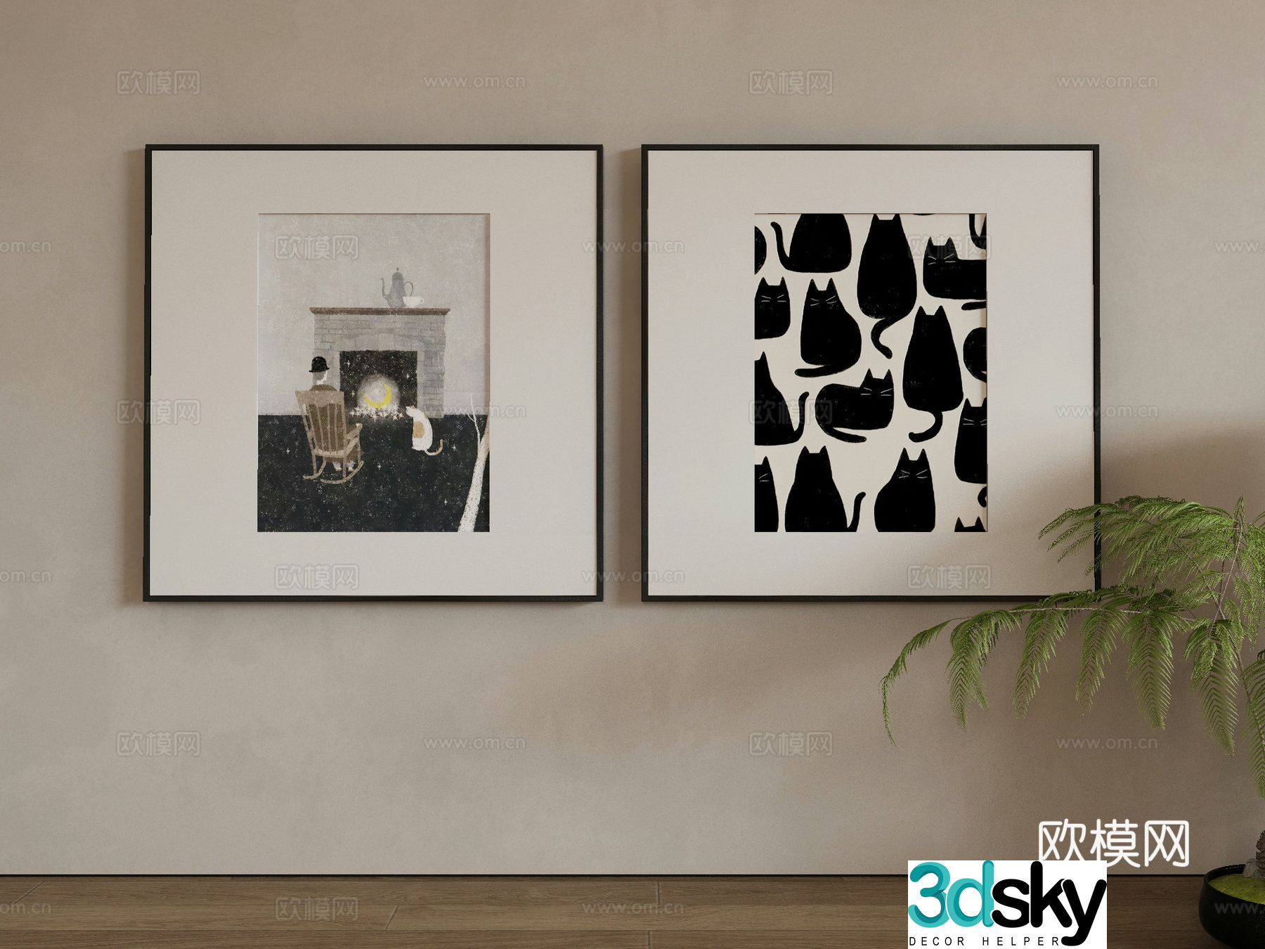 Modern Wasabi Hanging Painting Oil Painting 3D Model