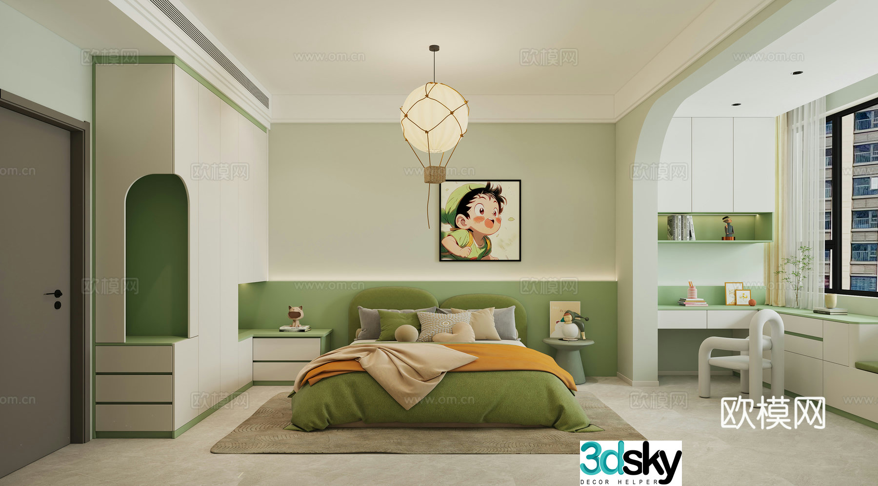Modern light luxury girl room 3d model