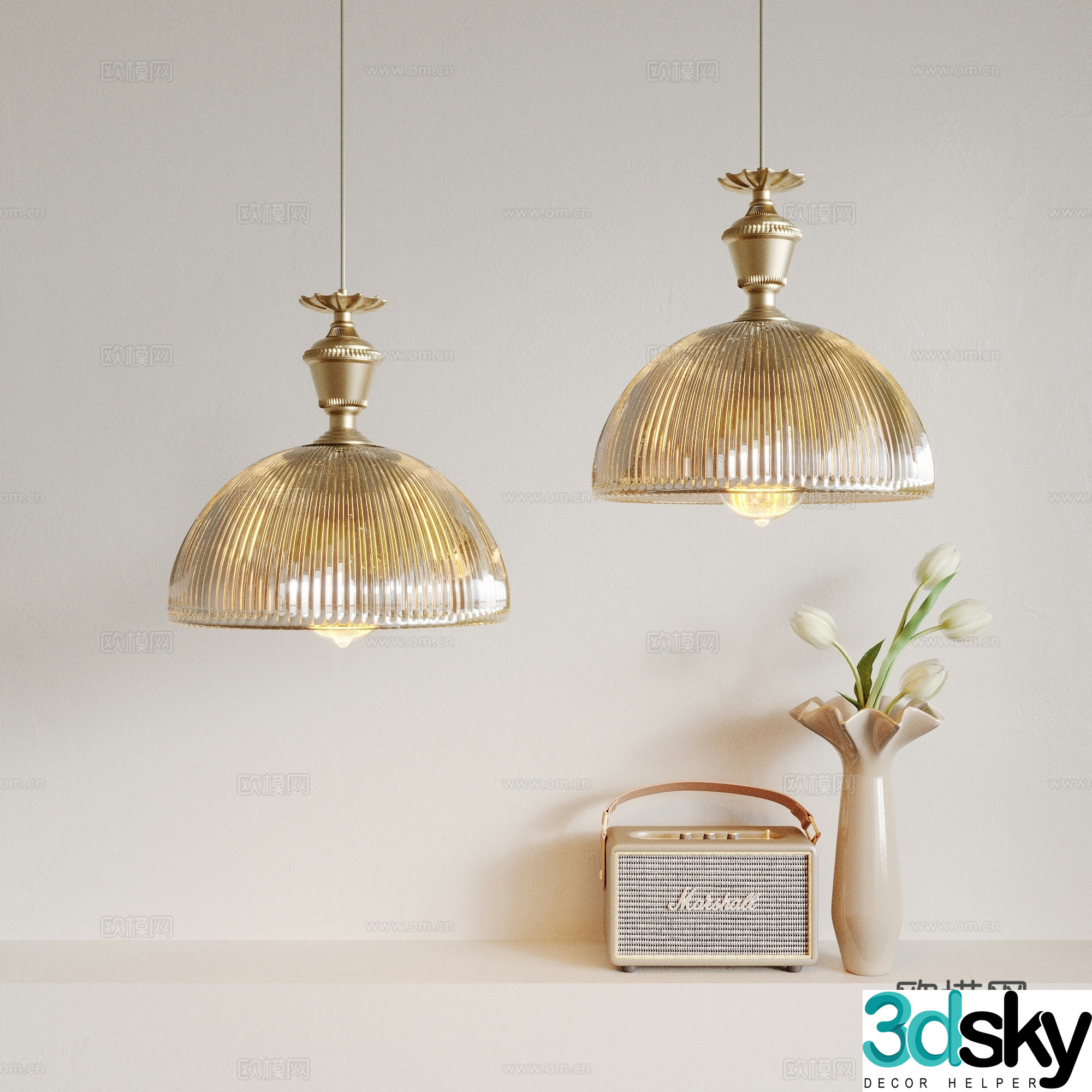 French Creamy Chandelier 3d Model