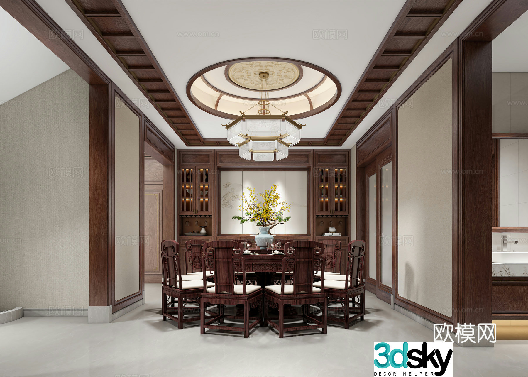New Chinese style villa restaurant 3D model
