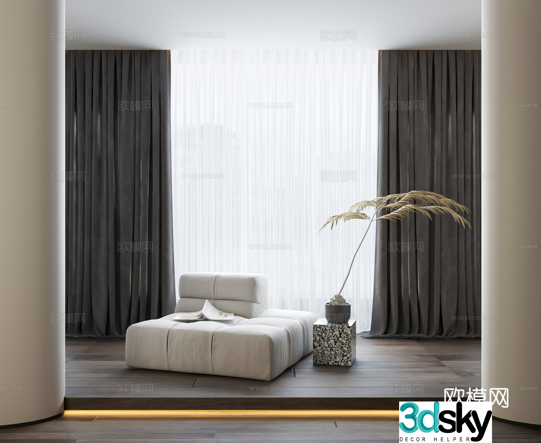 Modern style curtain 3d model