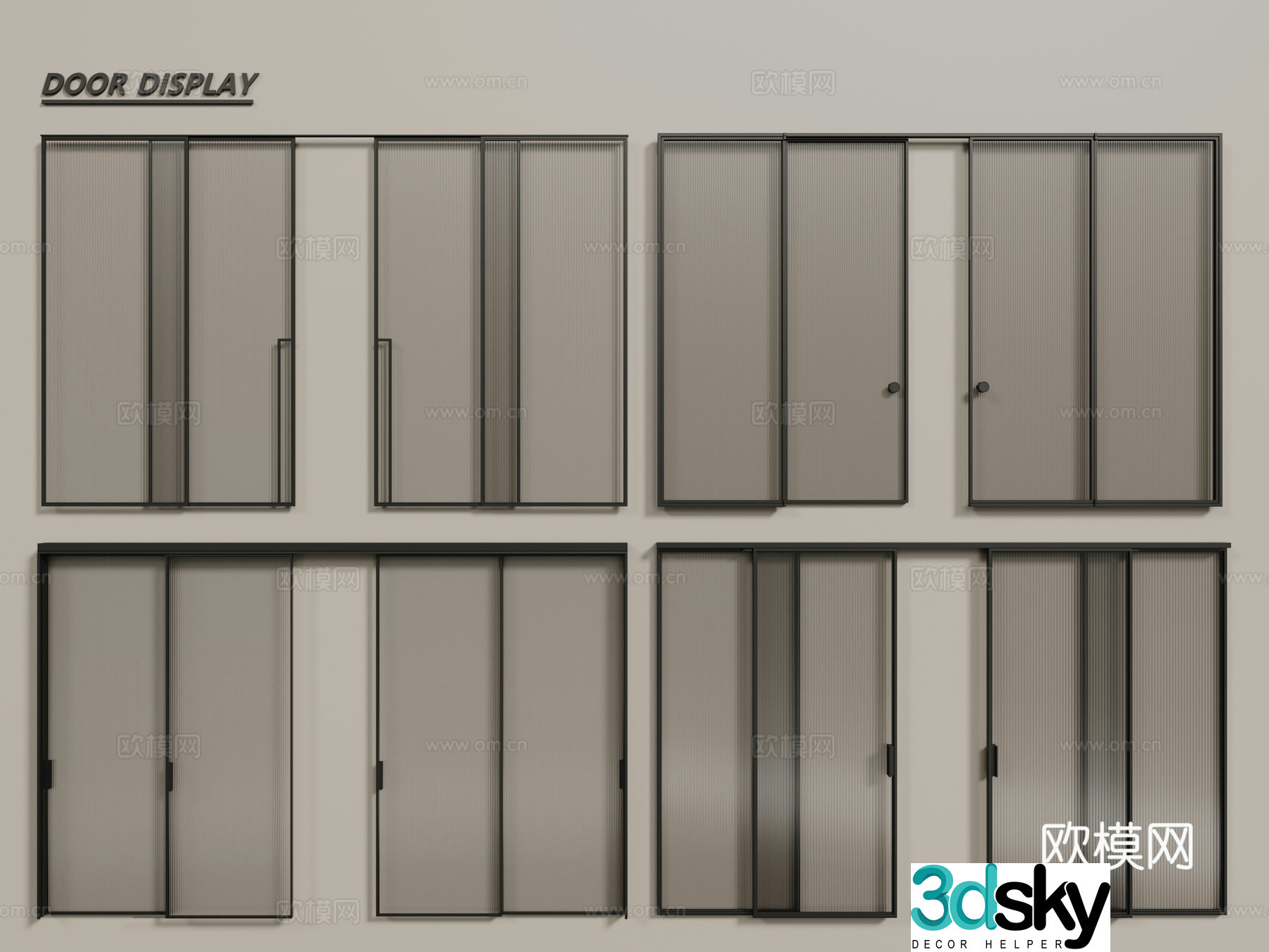 Modern glass sliding door Changhong glass door Glass sliding door 3D model