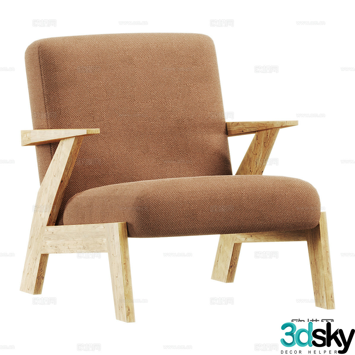New Chinese style fabric armchair 3D model