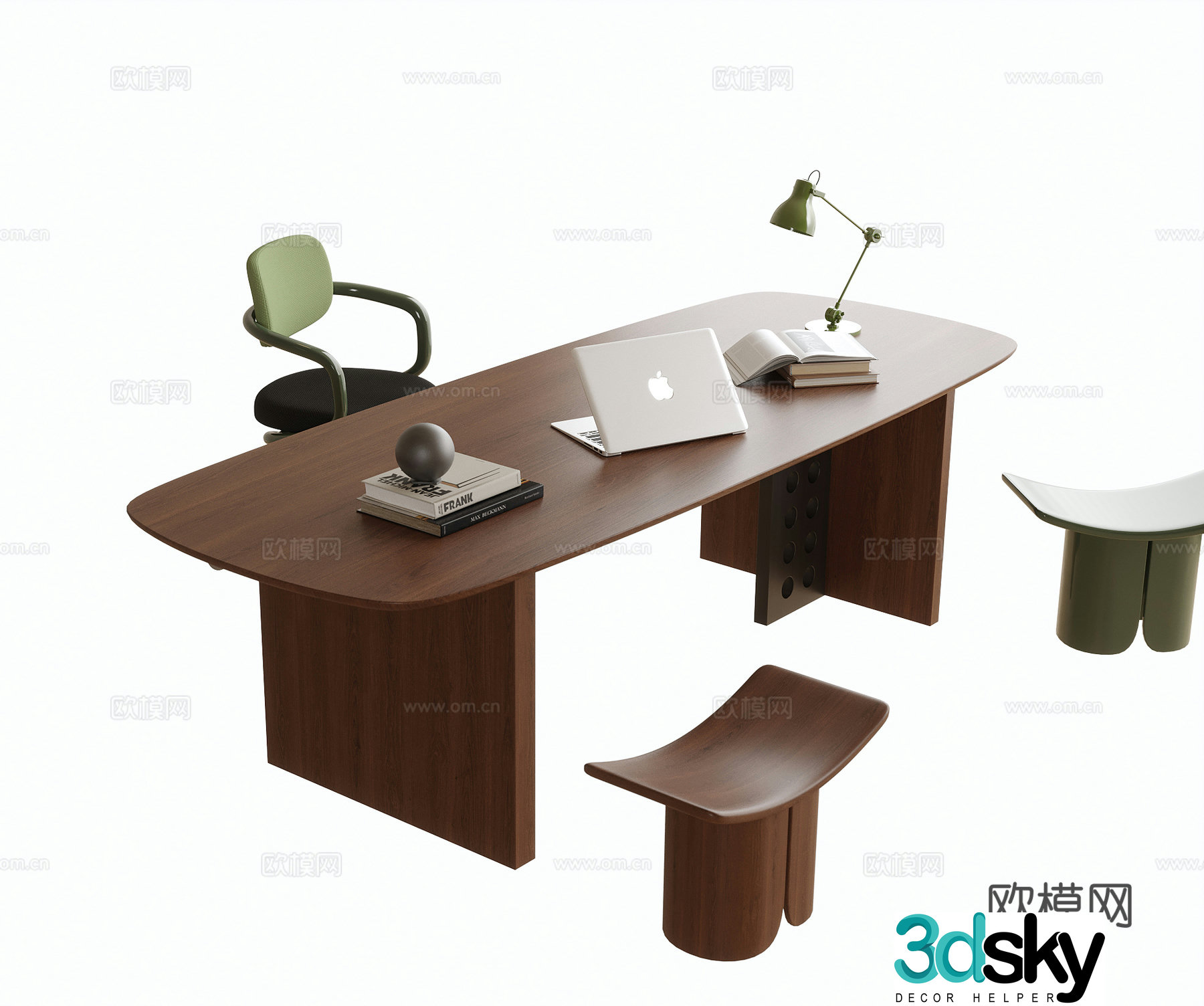 Modern desk chair desk stool 3d model