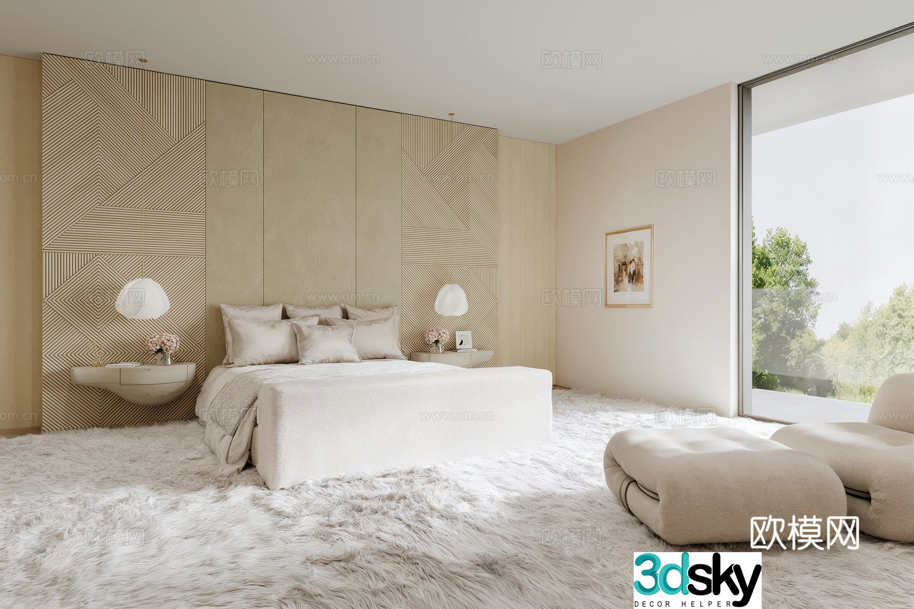 Modern master bedroom daughter room 3d model